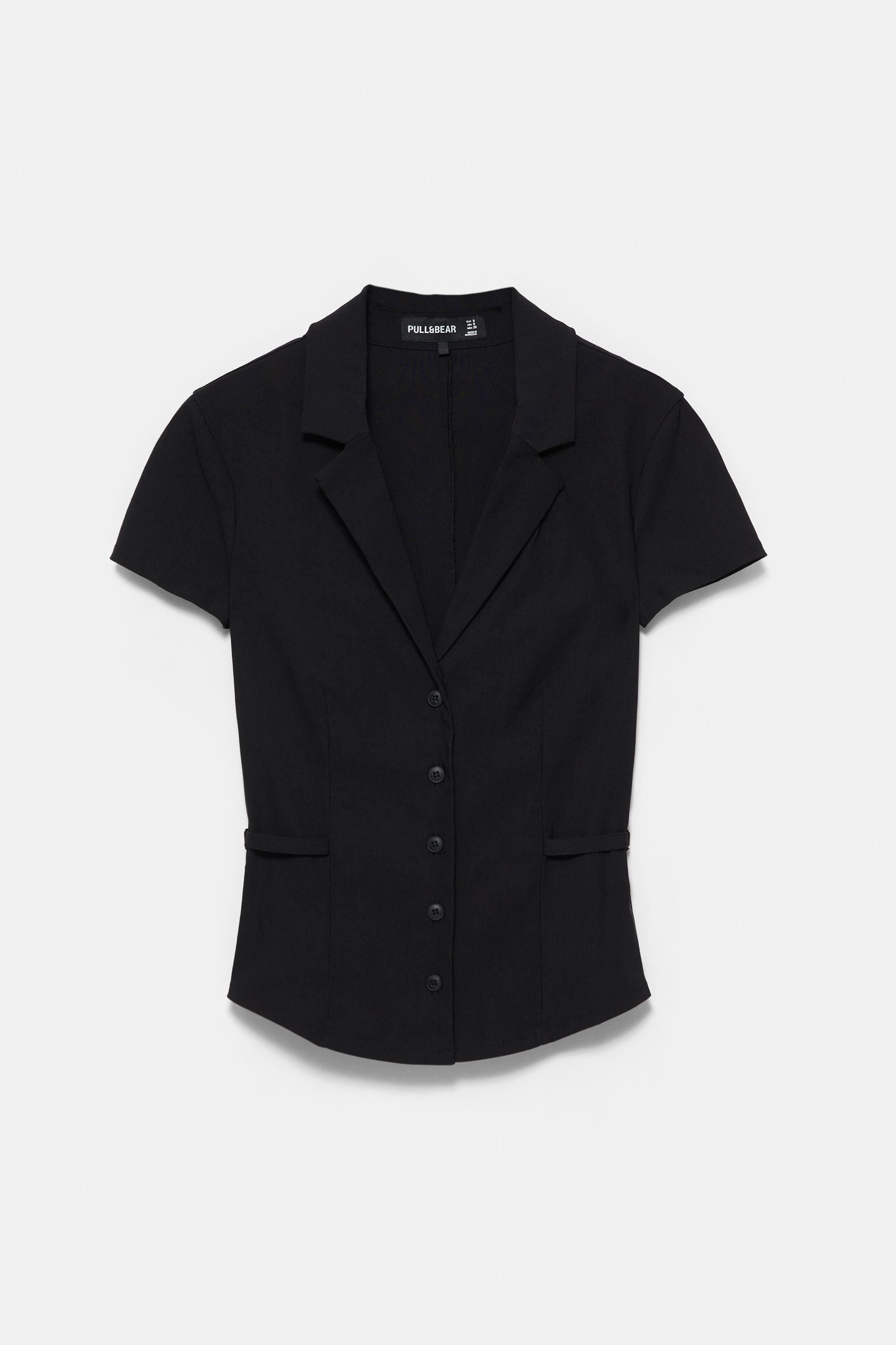 Fitted short sleeve shirt — Black