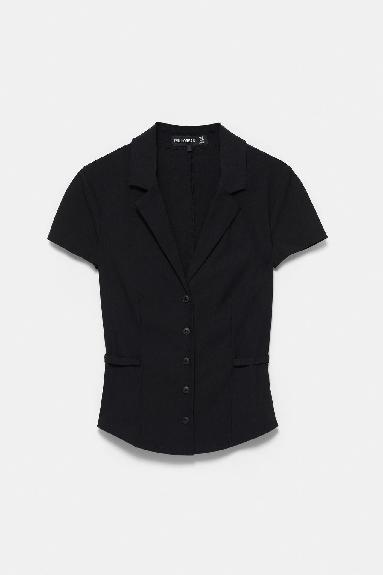 Fitted short sleeve shirt — Black