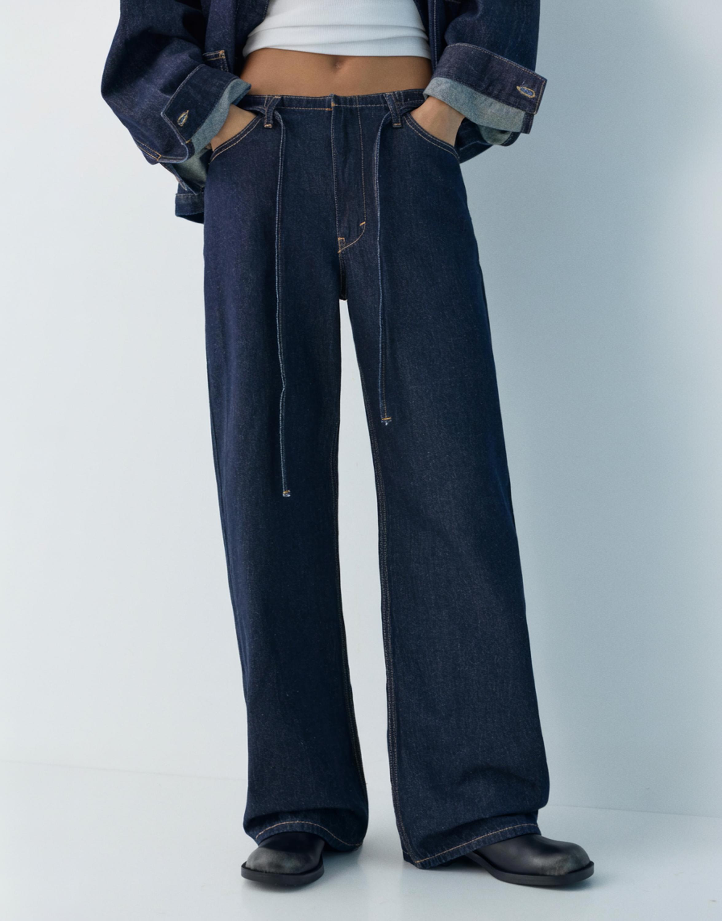 Baggy jeans with drawstring — Navy