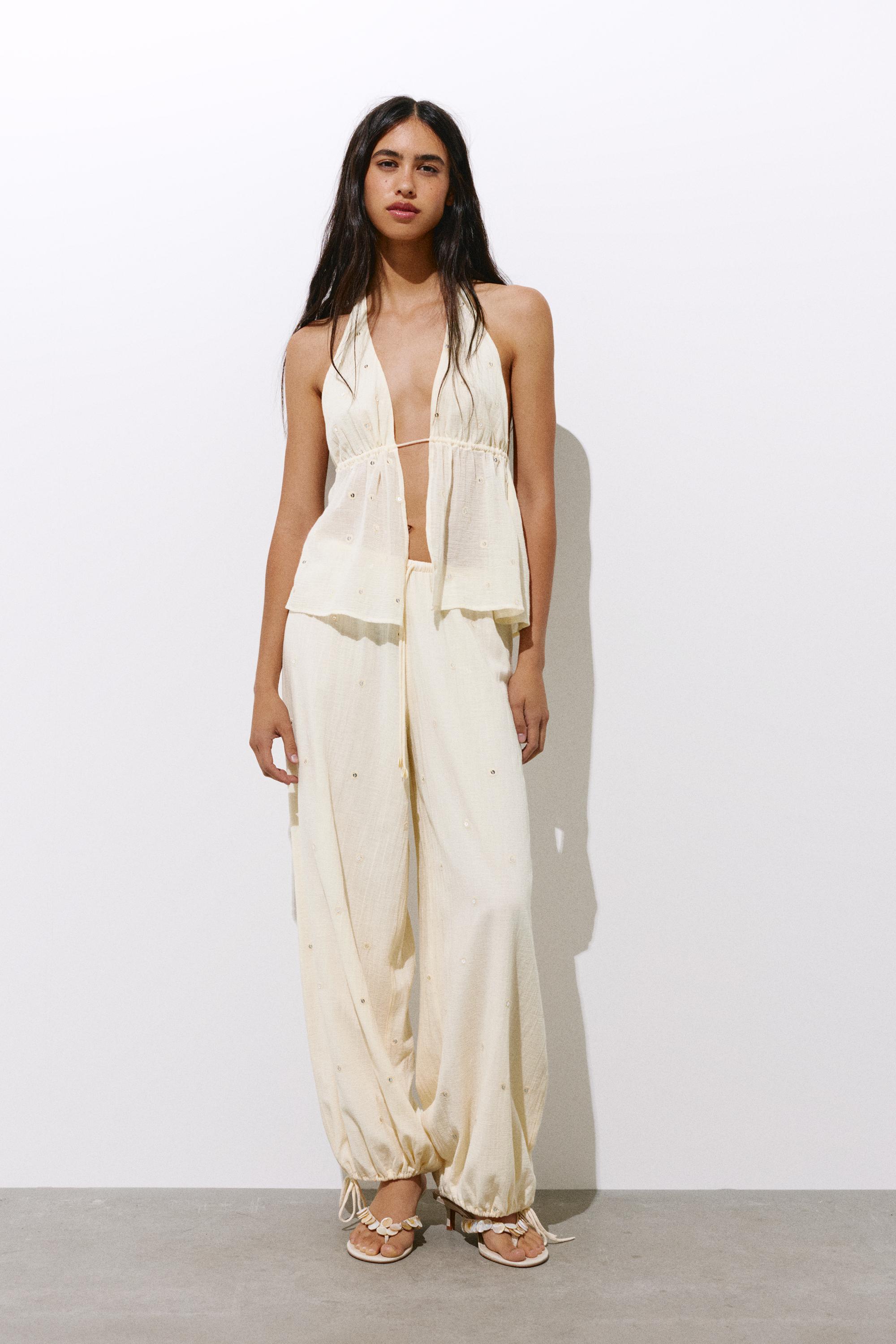 Sarouel trousers with mirrors — Vanilla