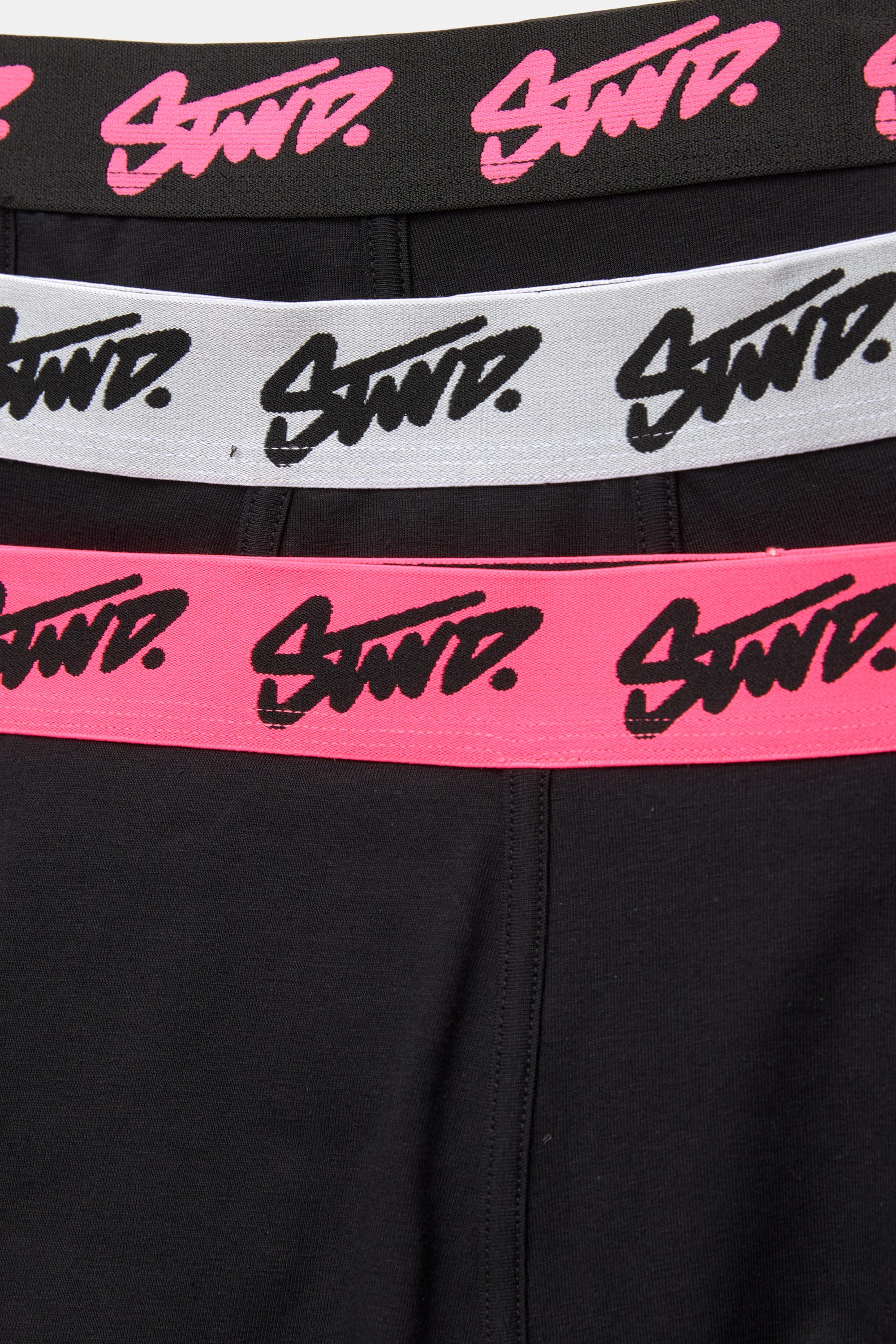 Pack of 3 black boxers with pink STWD logo — Others