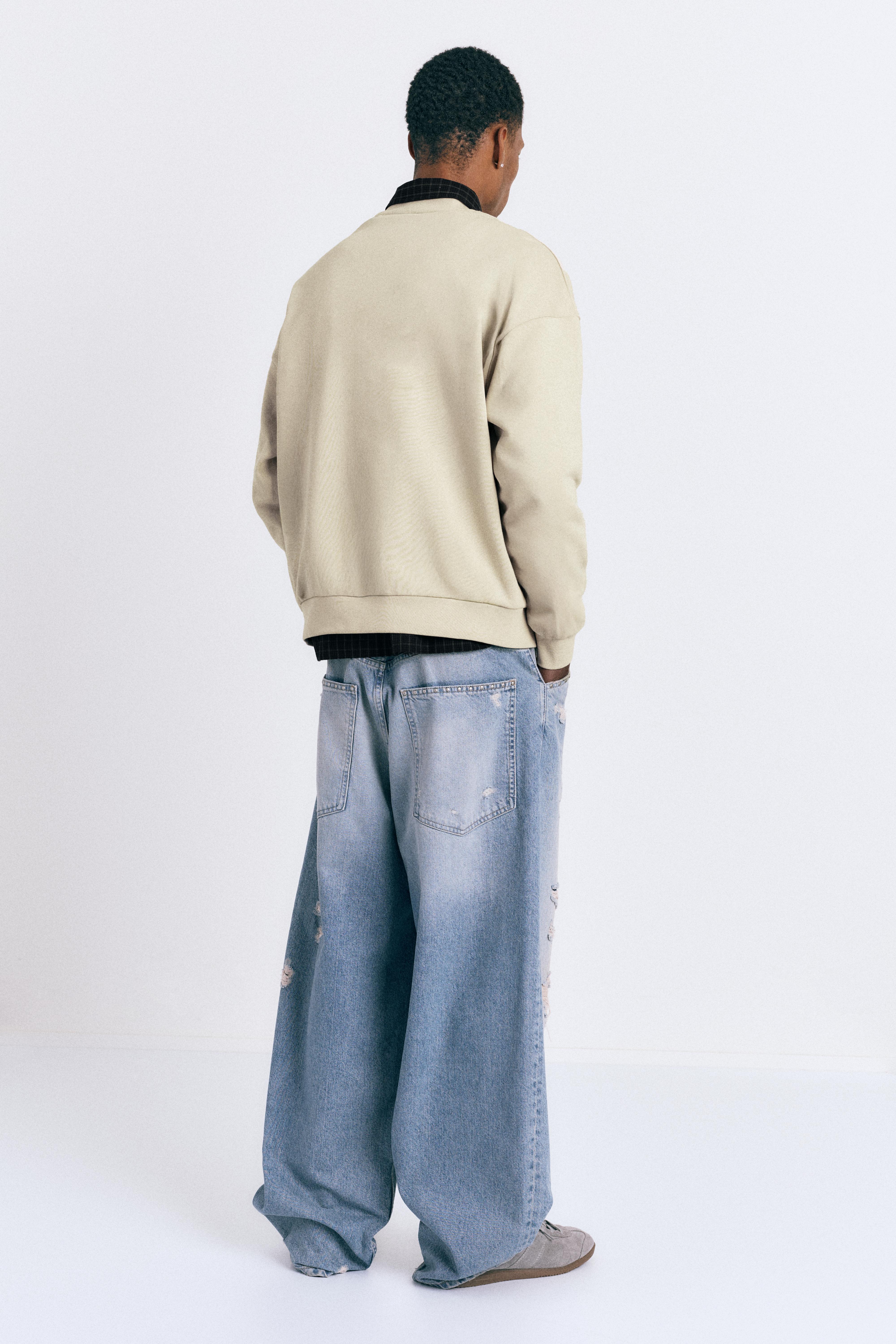 Graphic round neck sweatshirt — Beige