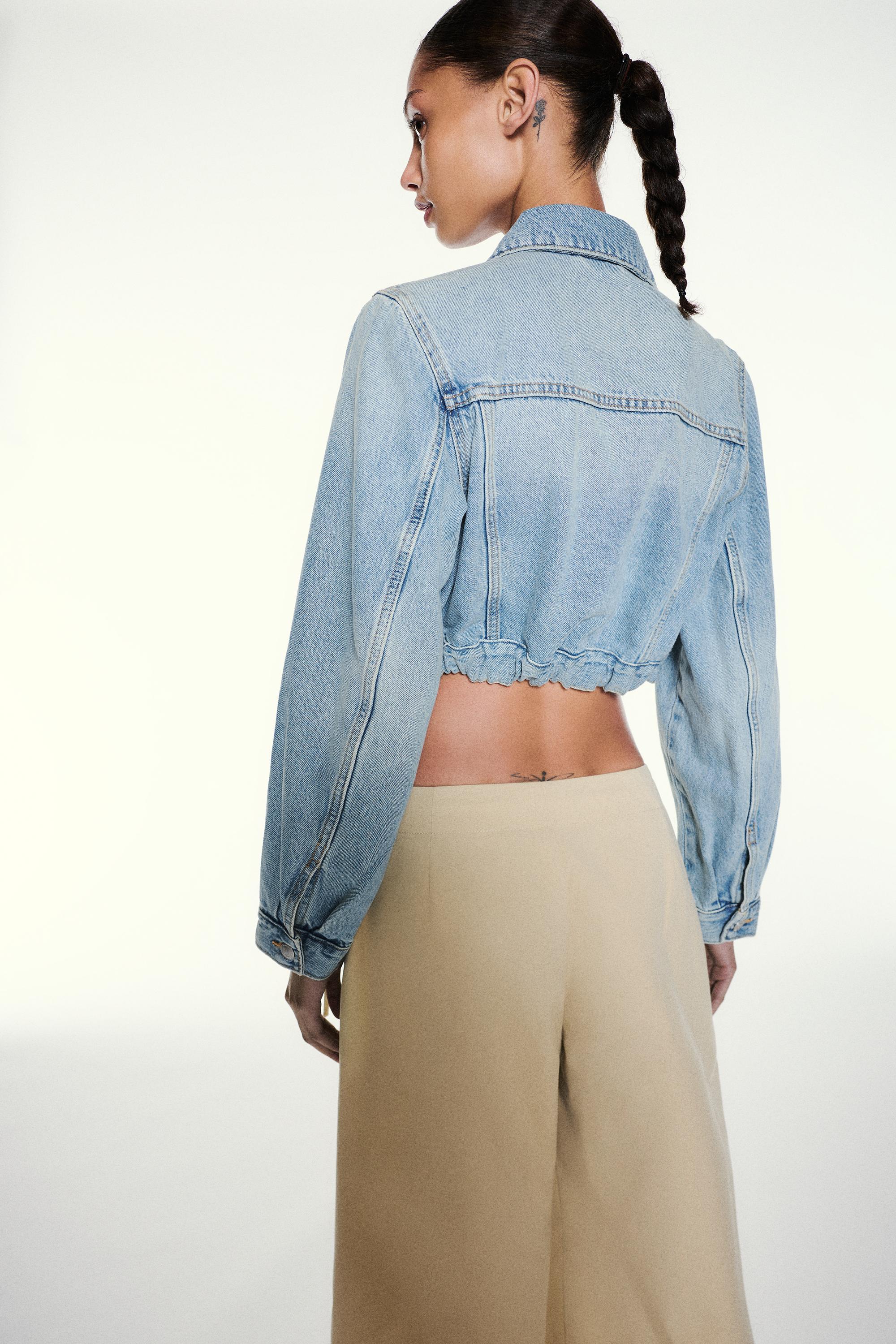 Cropped denim jacket — Pale blue