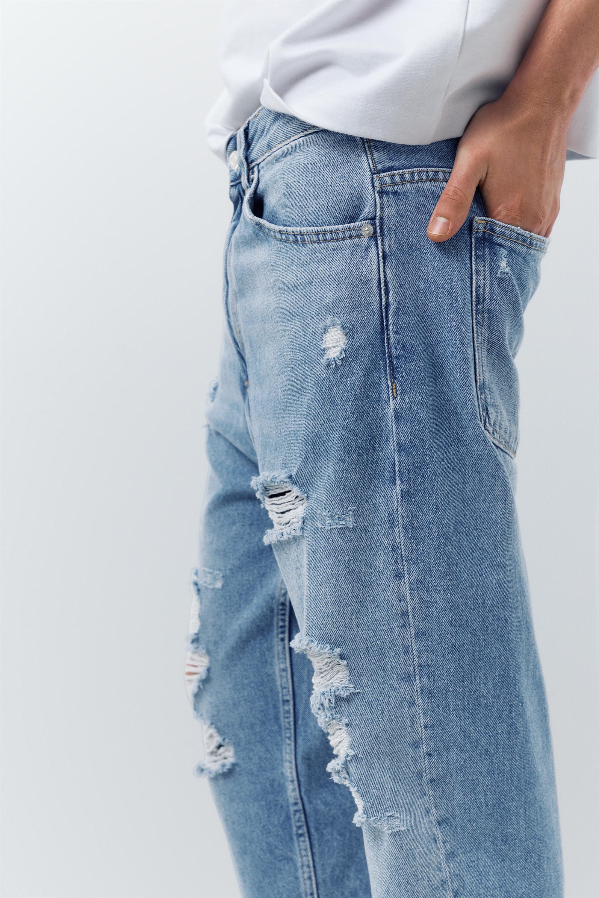 Relaxed fit ripped jeans — Pale indigo