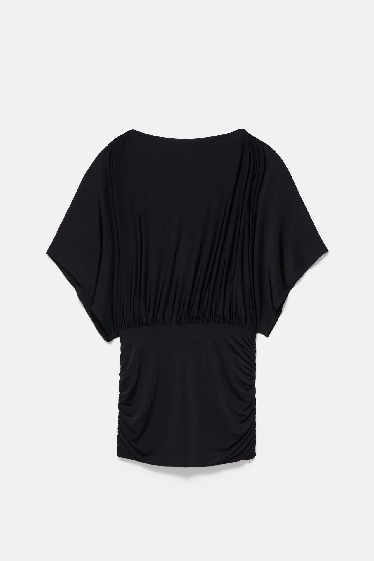 Short dress with draped back — Black