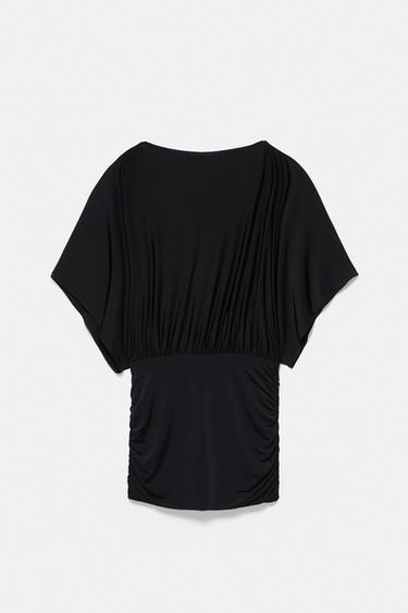 Short dress with draped back — Black 3