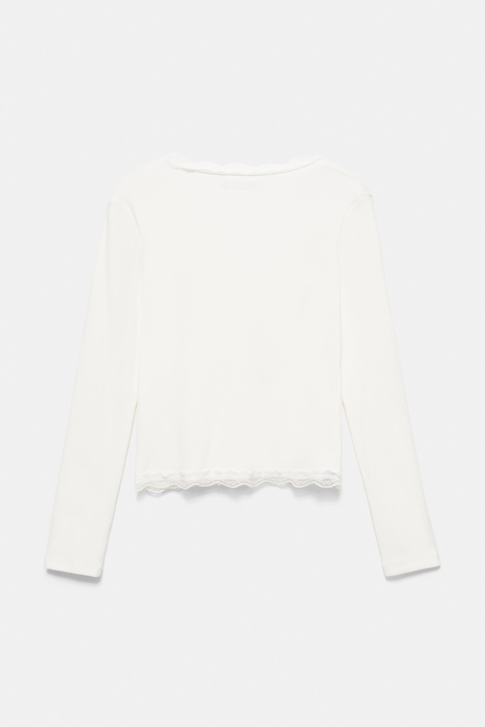 Buttoned lace T-shirt — Ice