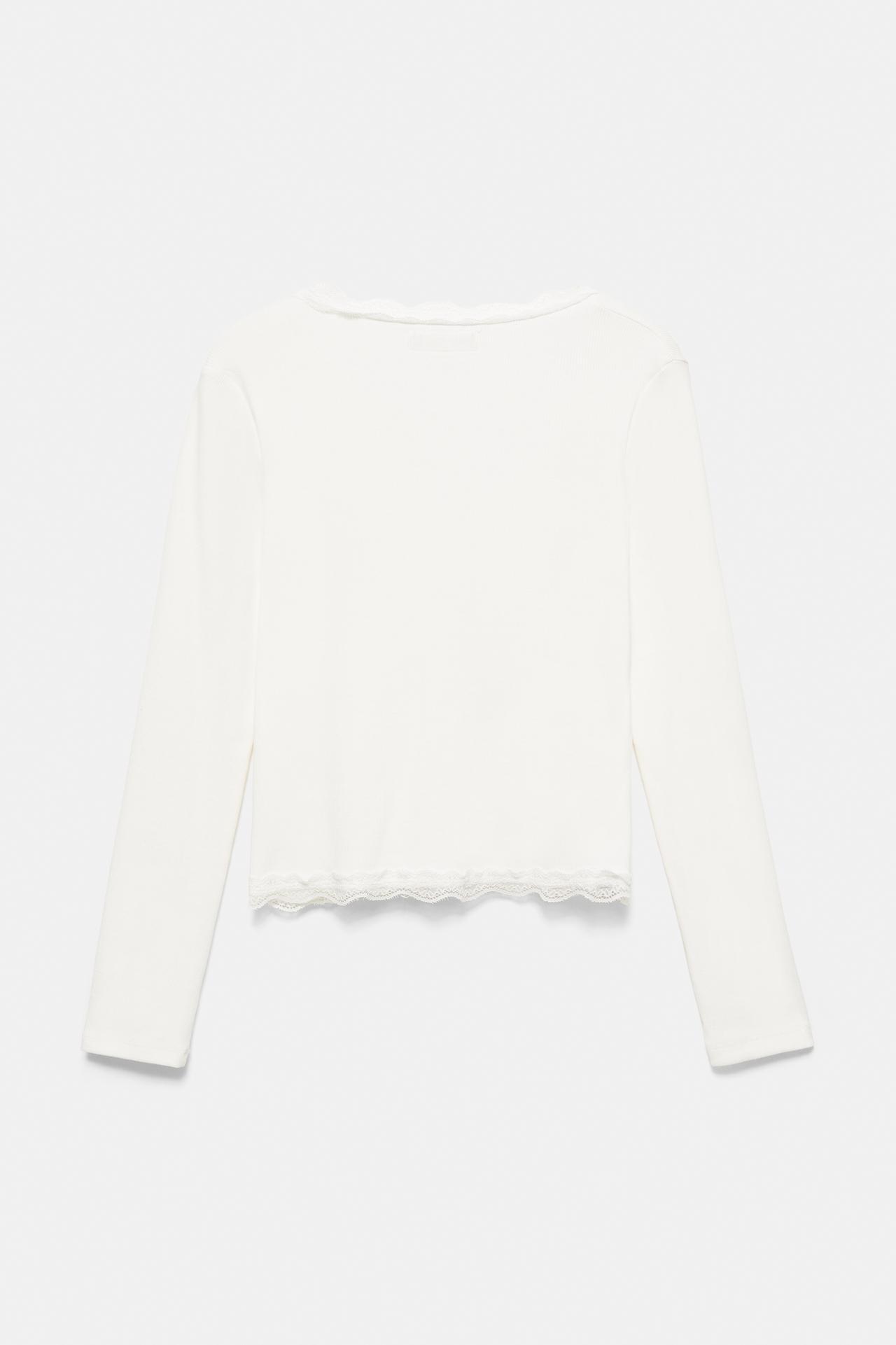 Buttoned lace T-shirt — Ice