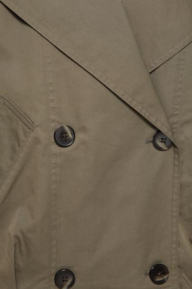Balloon-fit short trench coat — Dark khaki 8