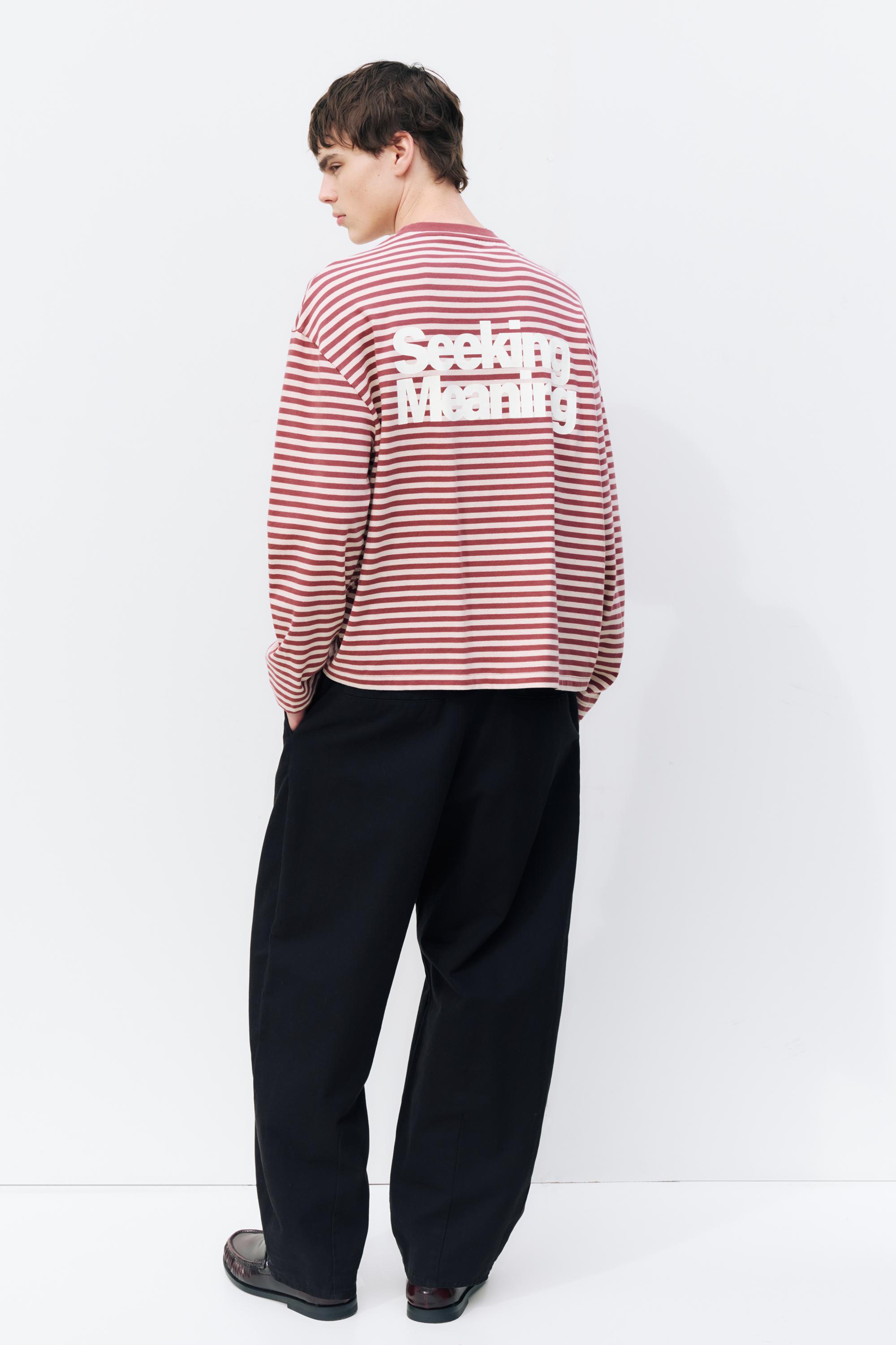 STWD striped text T-shirt — Burgundy