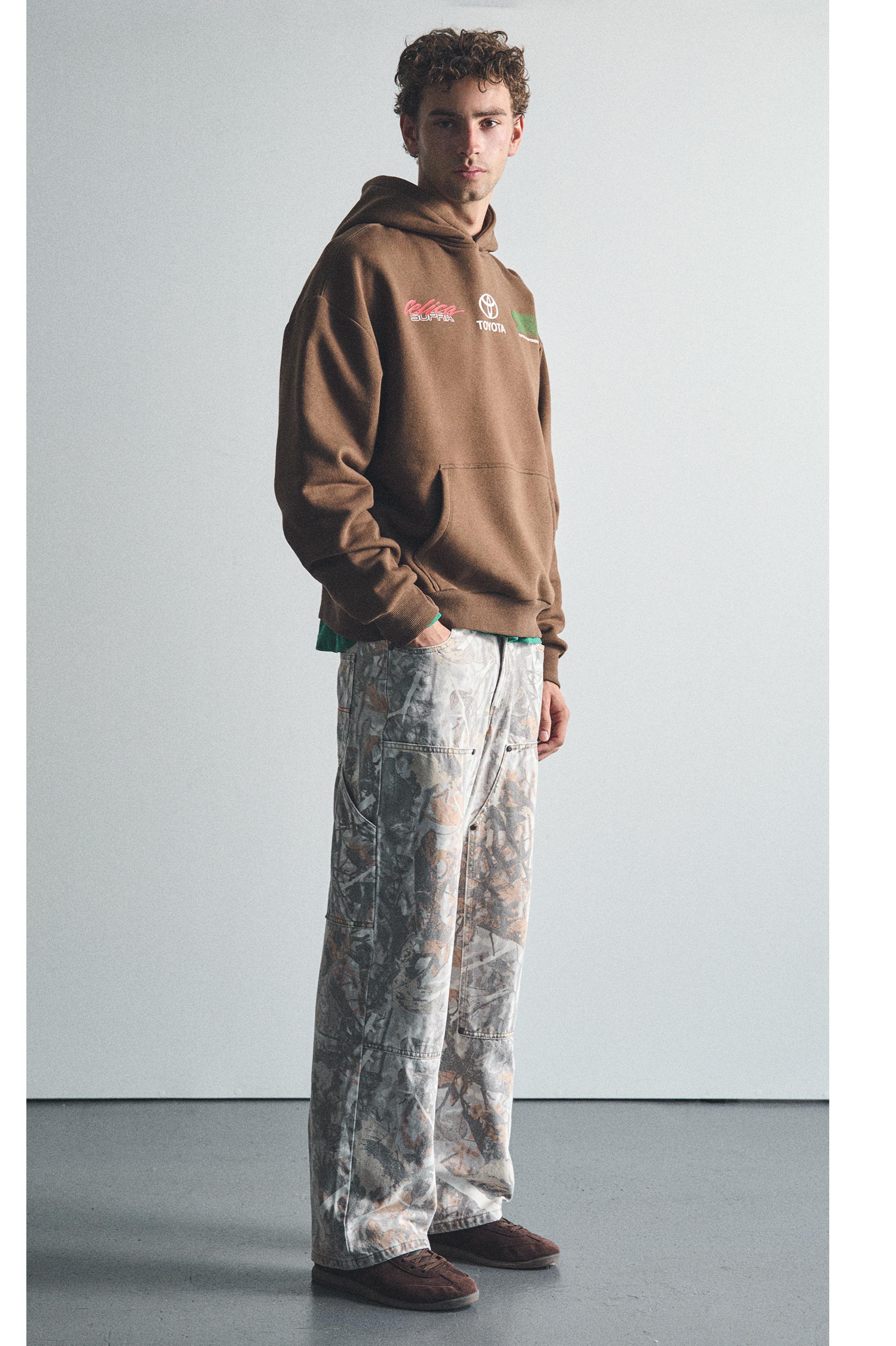 Printed worker trousers — Ecru/Black