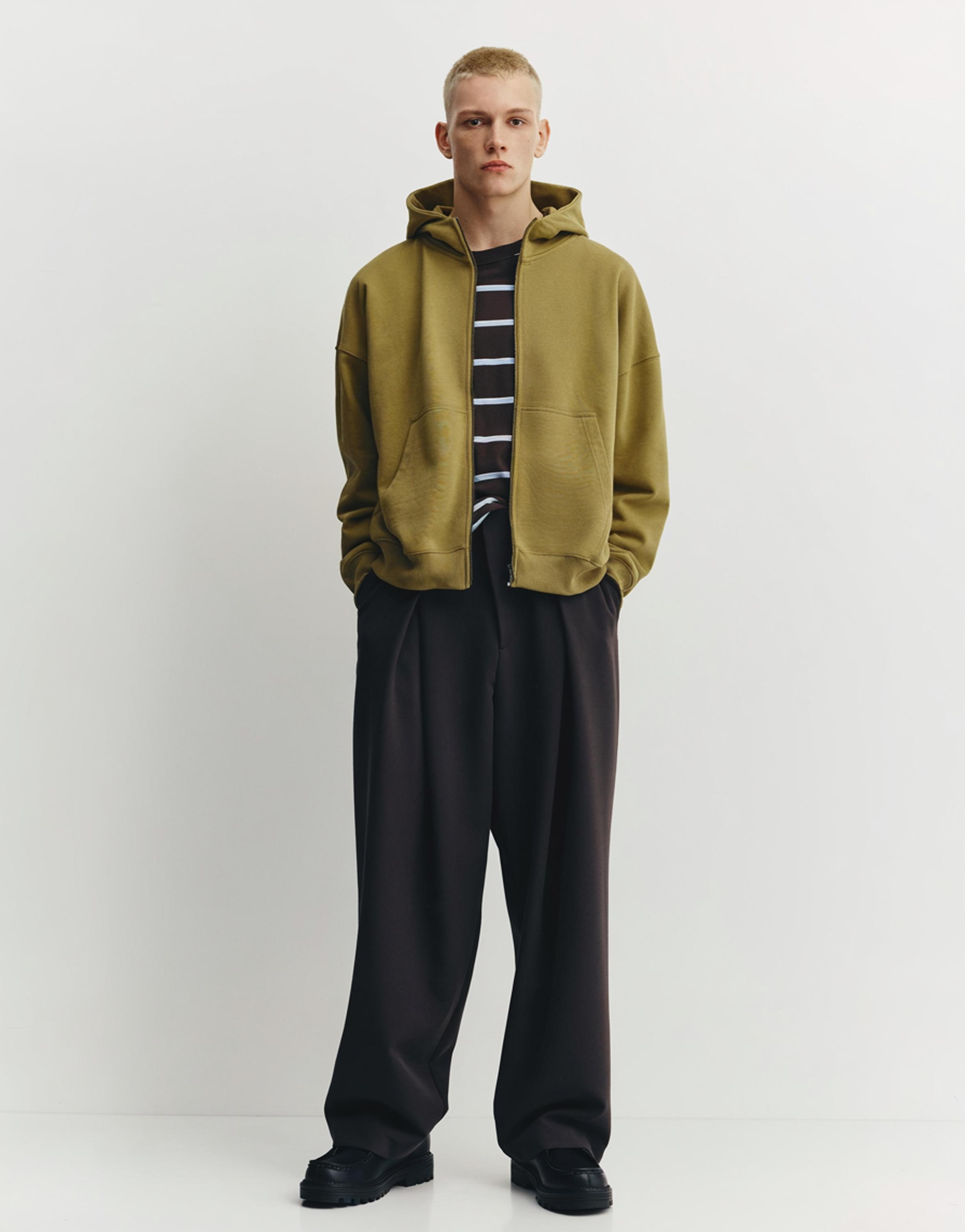 Boxy hoodie with zipper — Lime
