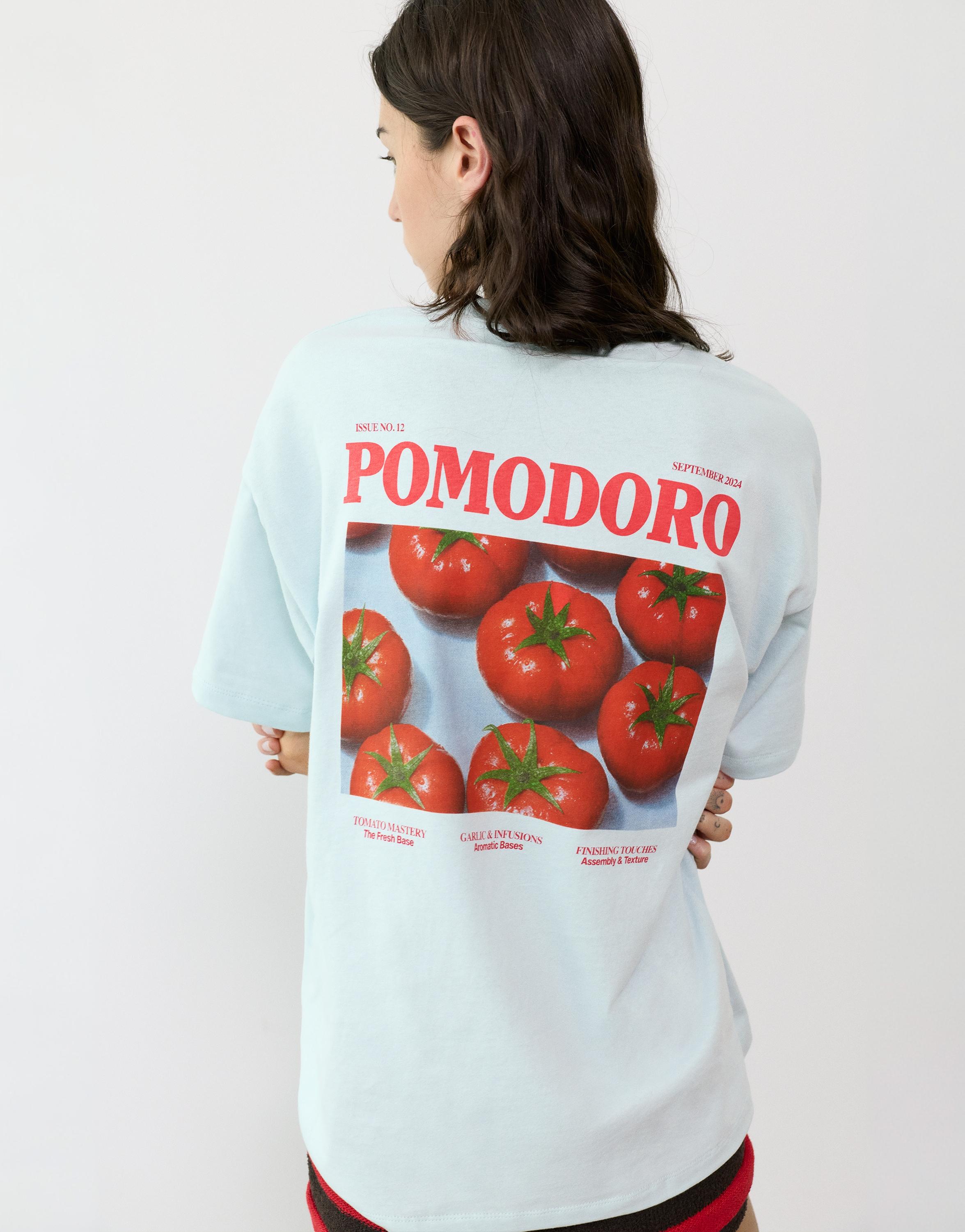 Oversize tomato graphic T-shirt — Pale turquoise