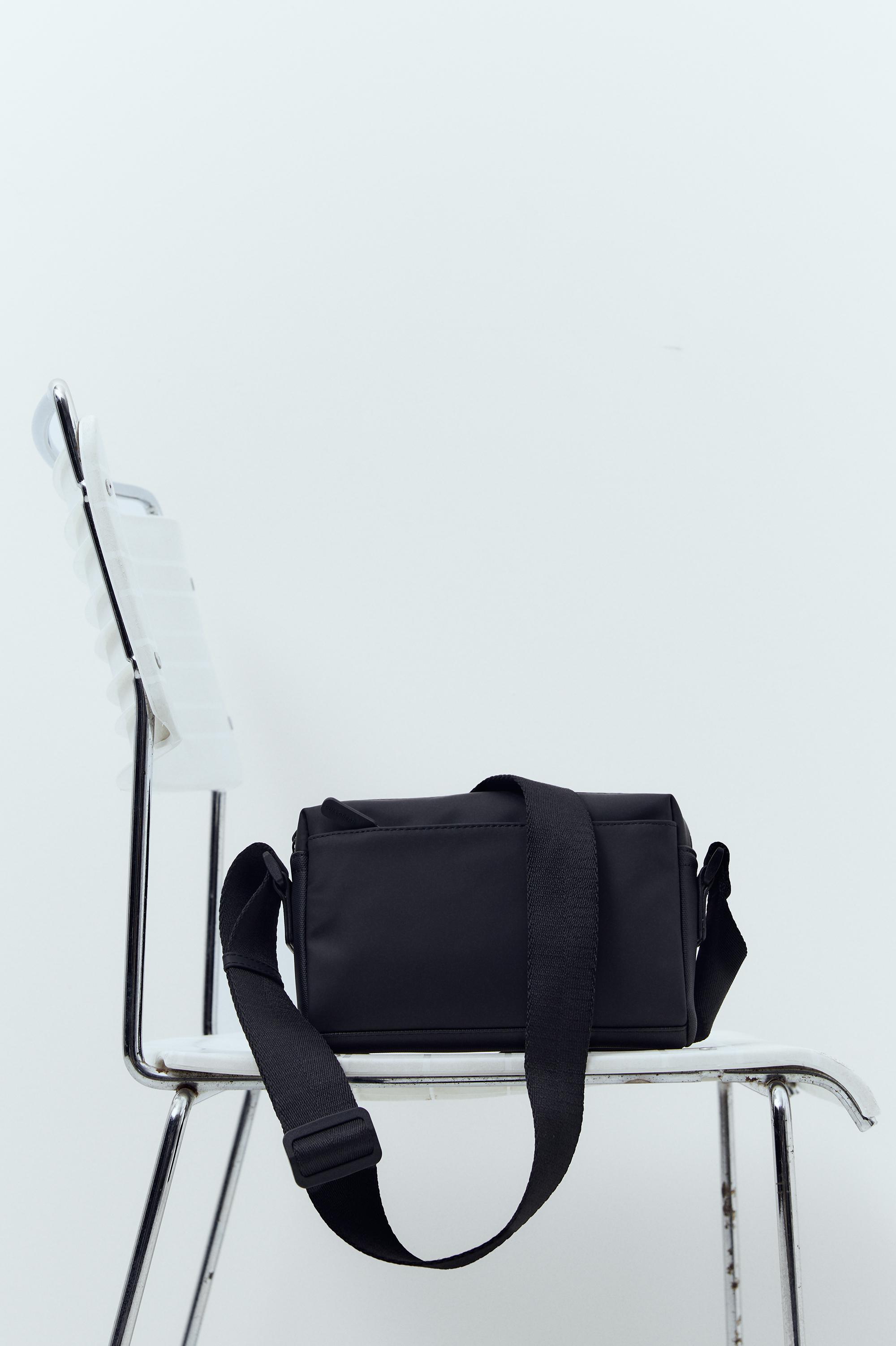 Rubberised crossbody bag — Black