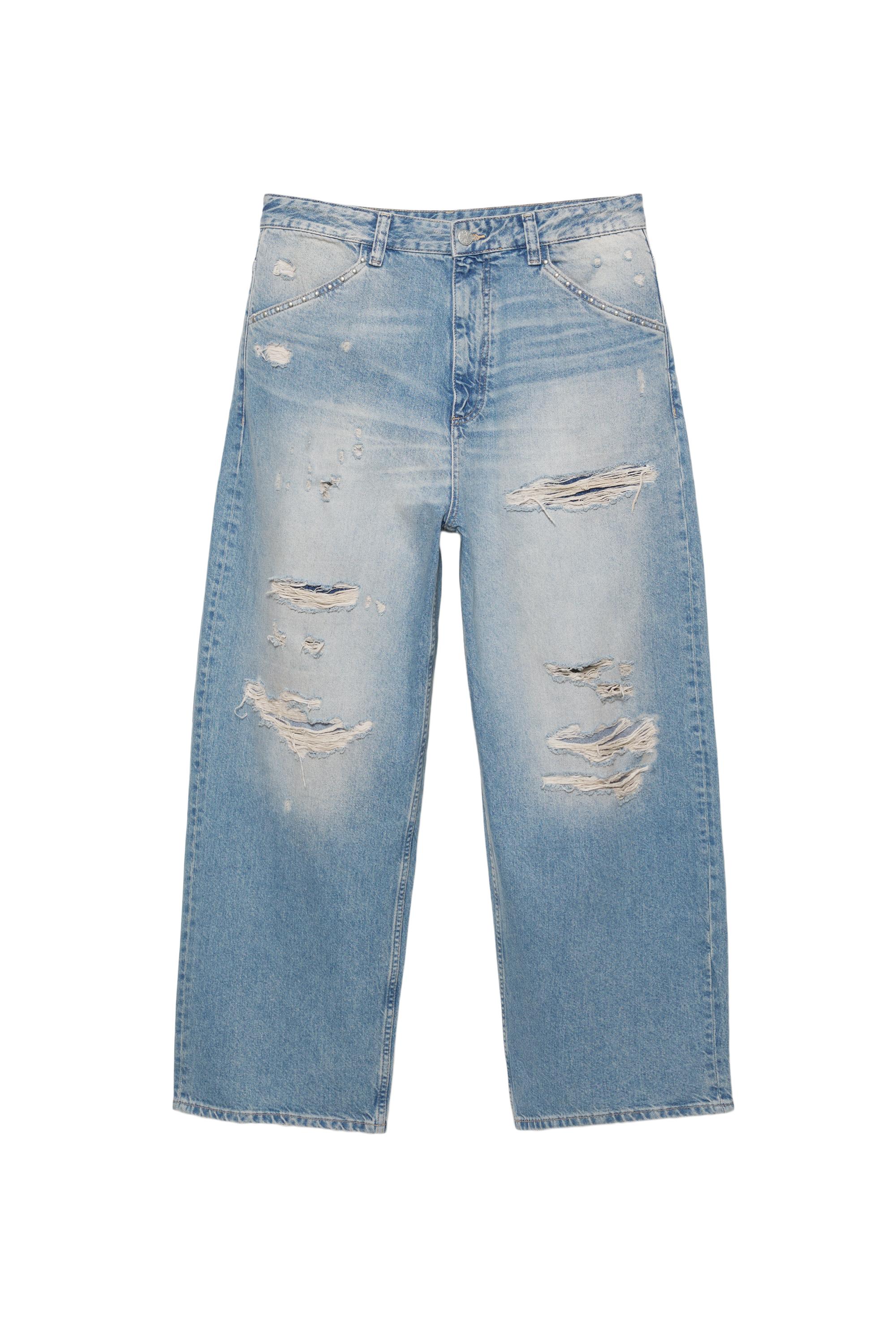 Distressed süper bol paça jean - Görsel 3