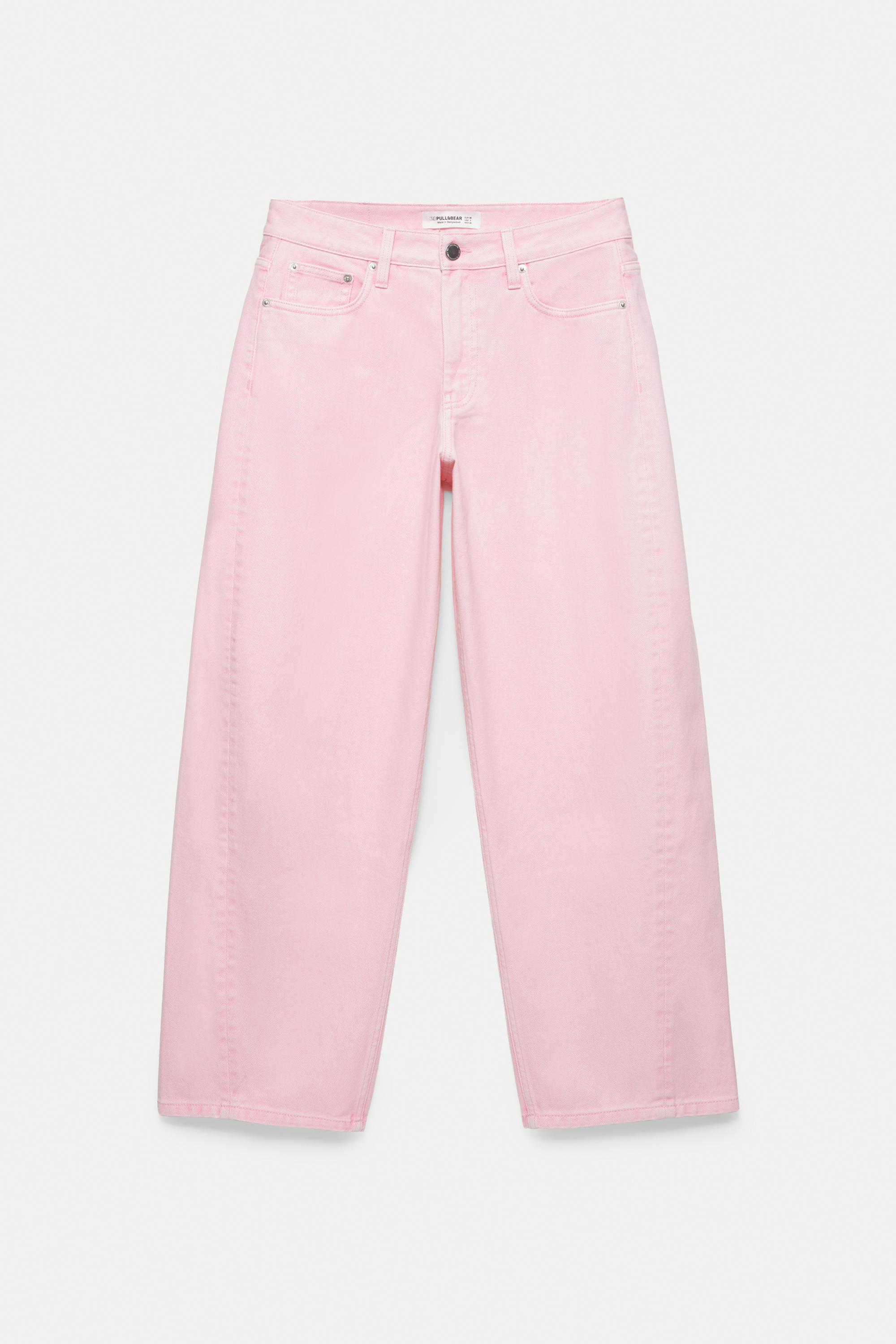Pink low-rise barrel jeans — Pink