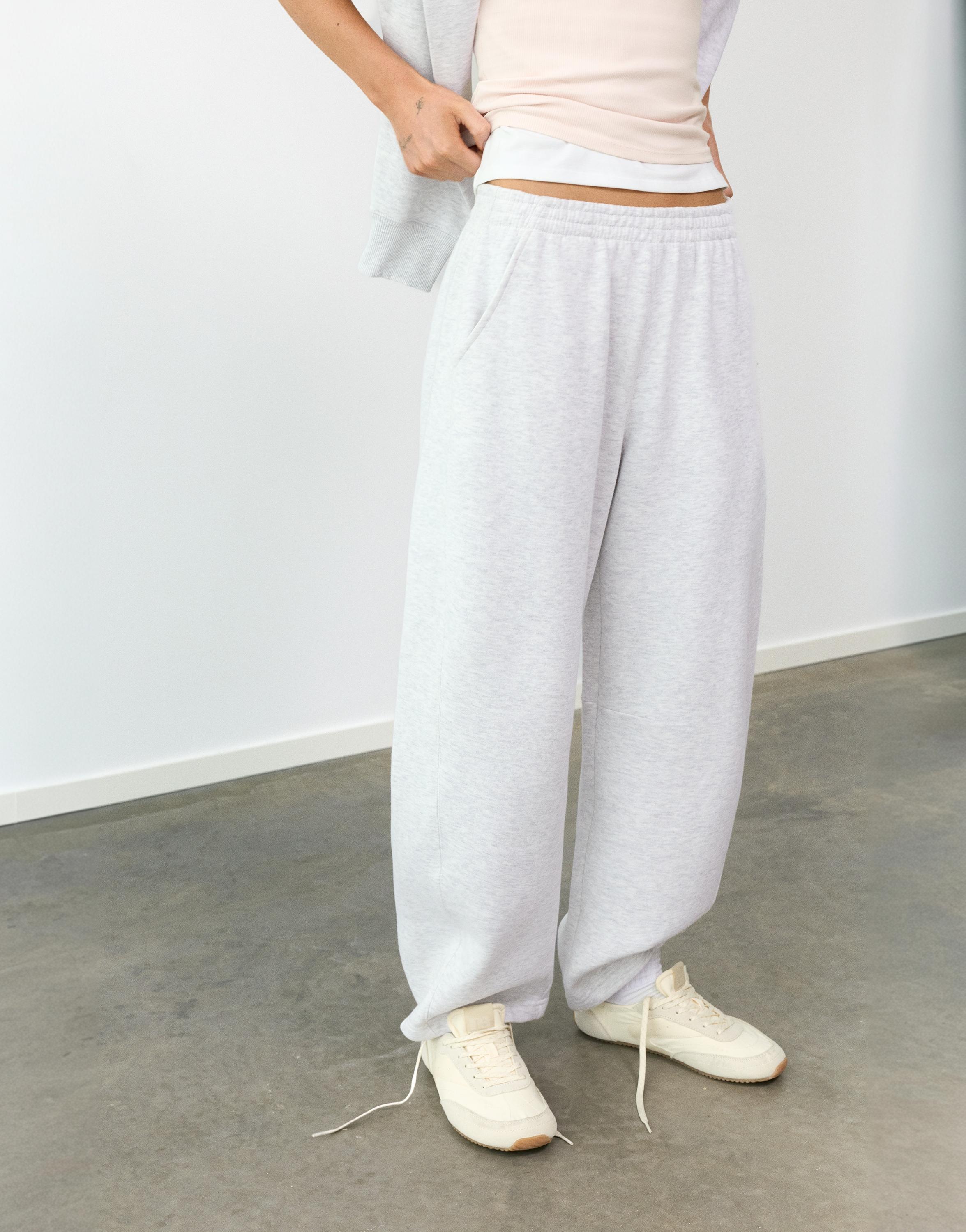 Barrel-leg joggers — Grey marl