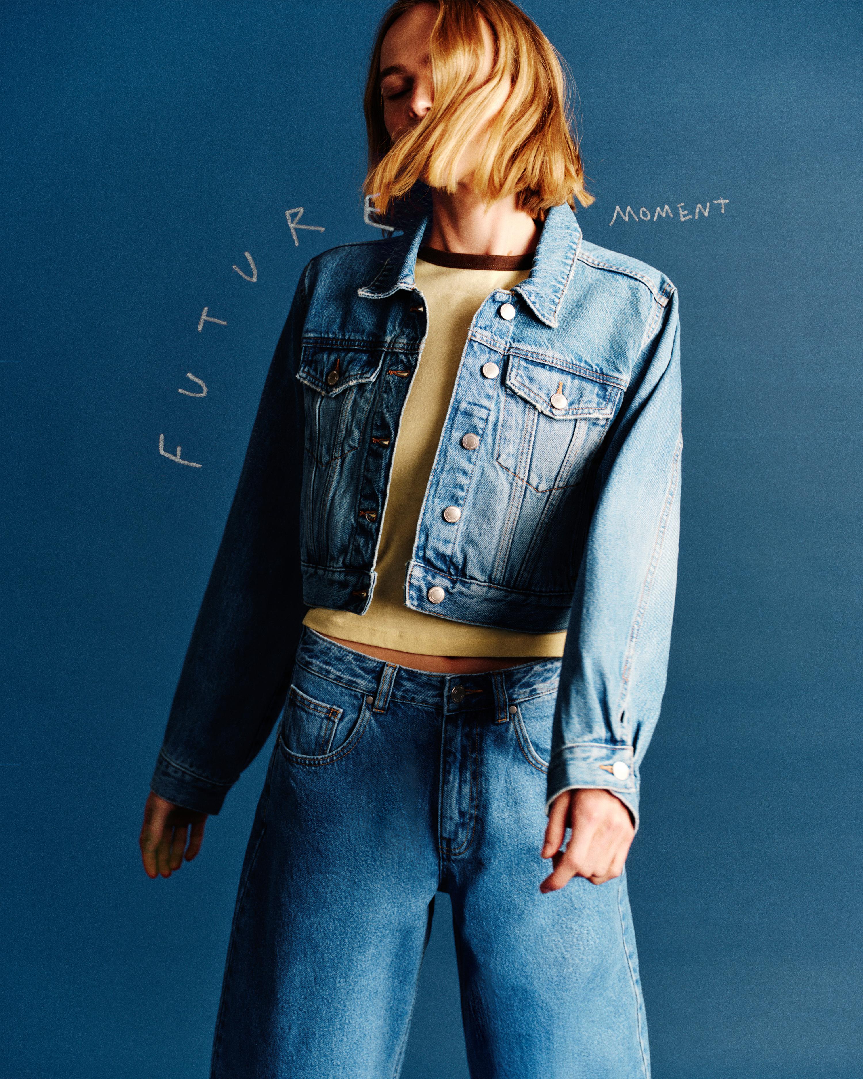 Cropped denim jacket — Medium blue