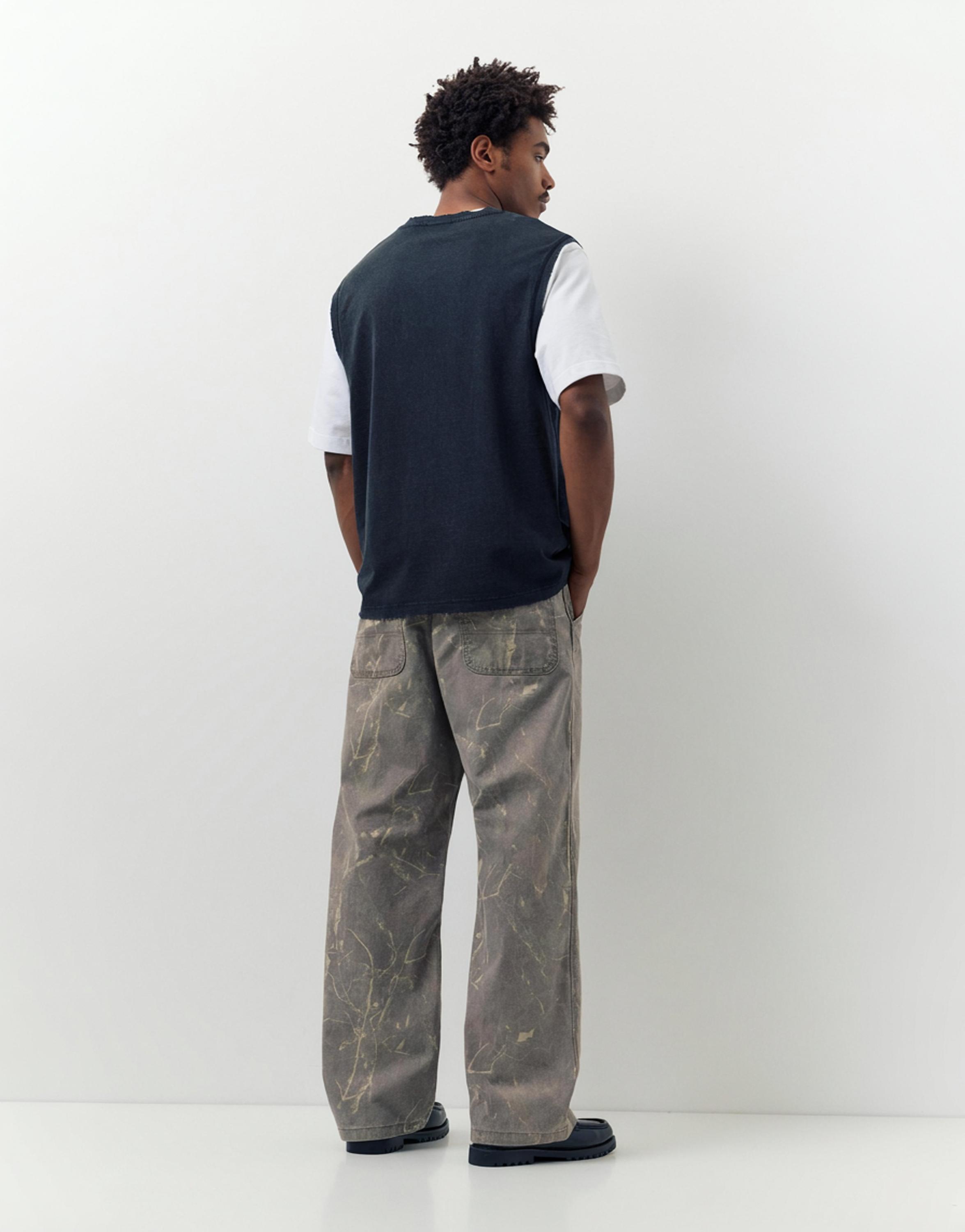 Printed wide-leg trousers — Grey