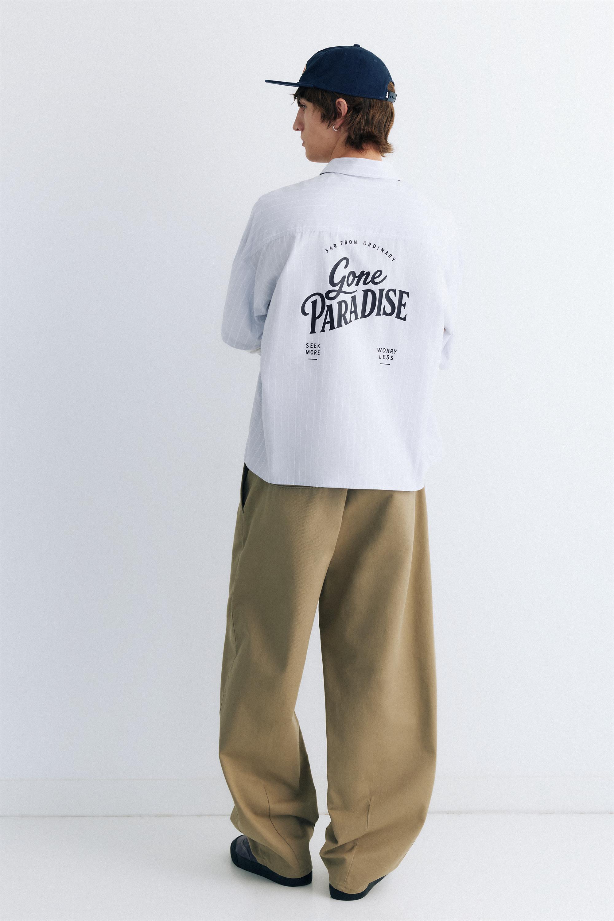 Double sleeve graphic shirt — Pale blue