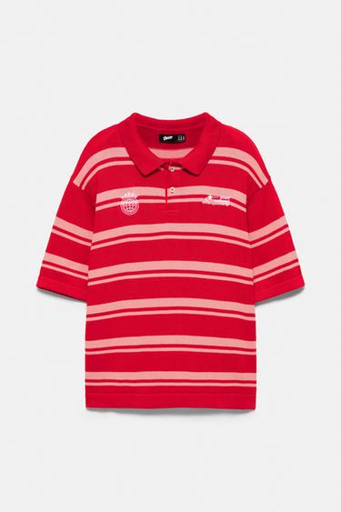 STWD striped knit polo shirt — Red 6