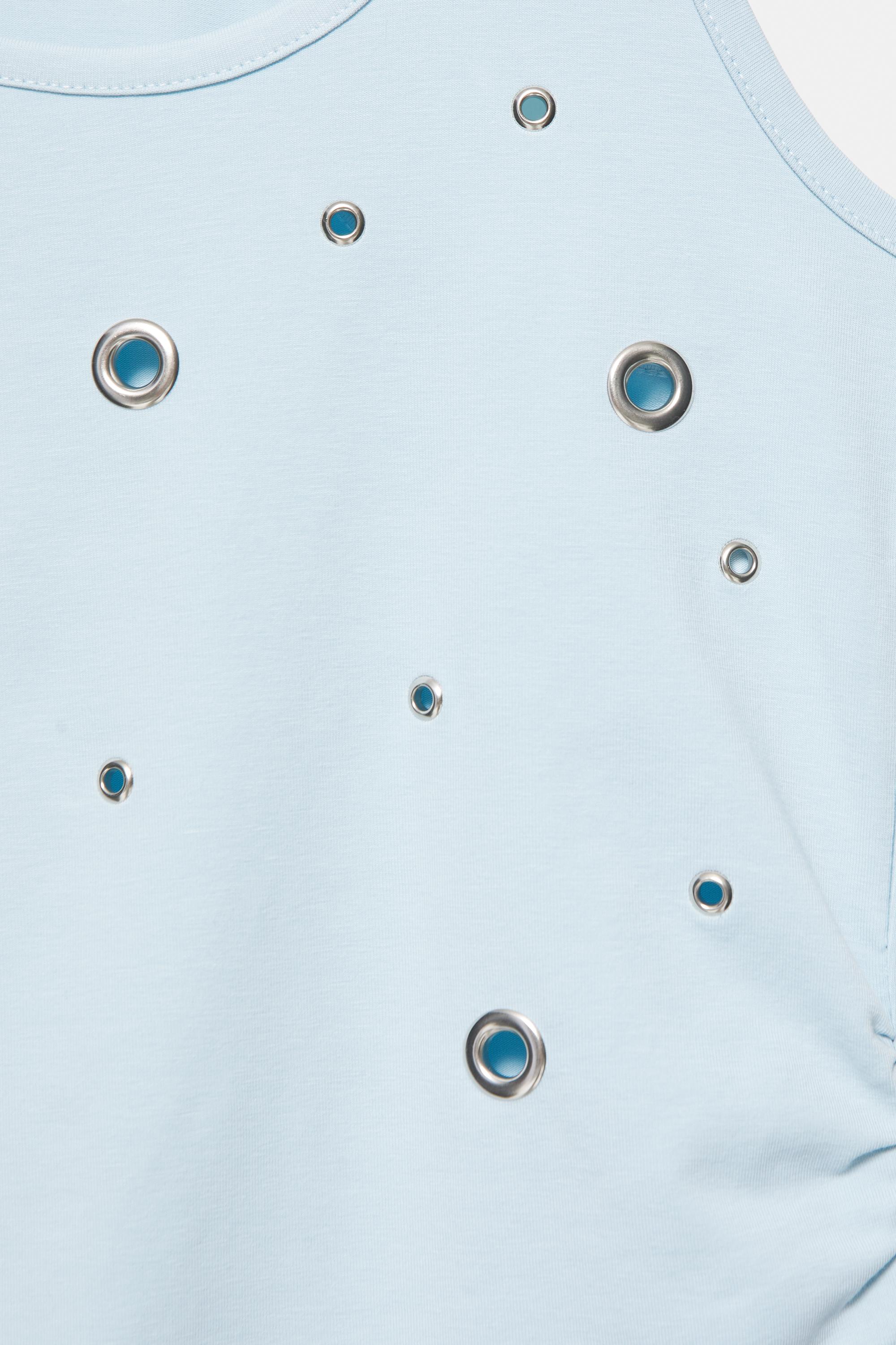 Eyelet tank top — Pastel blue