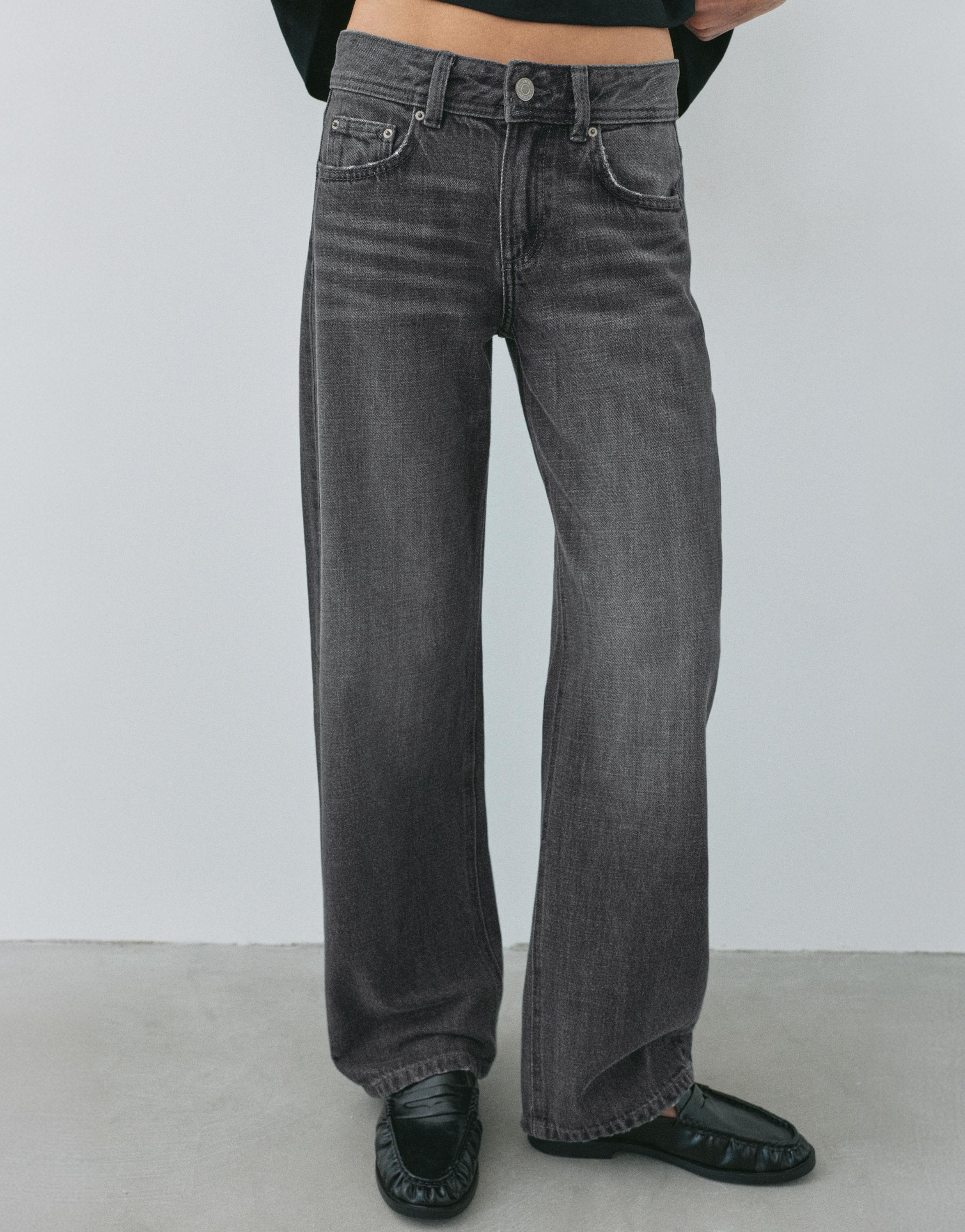 Low-rise straight-leg jeans — Grey