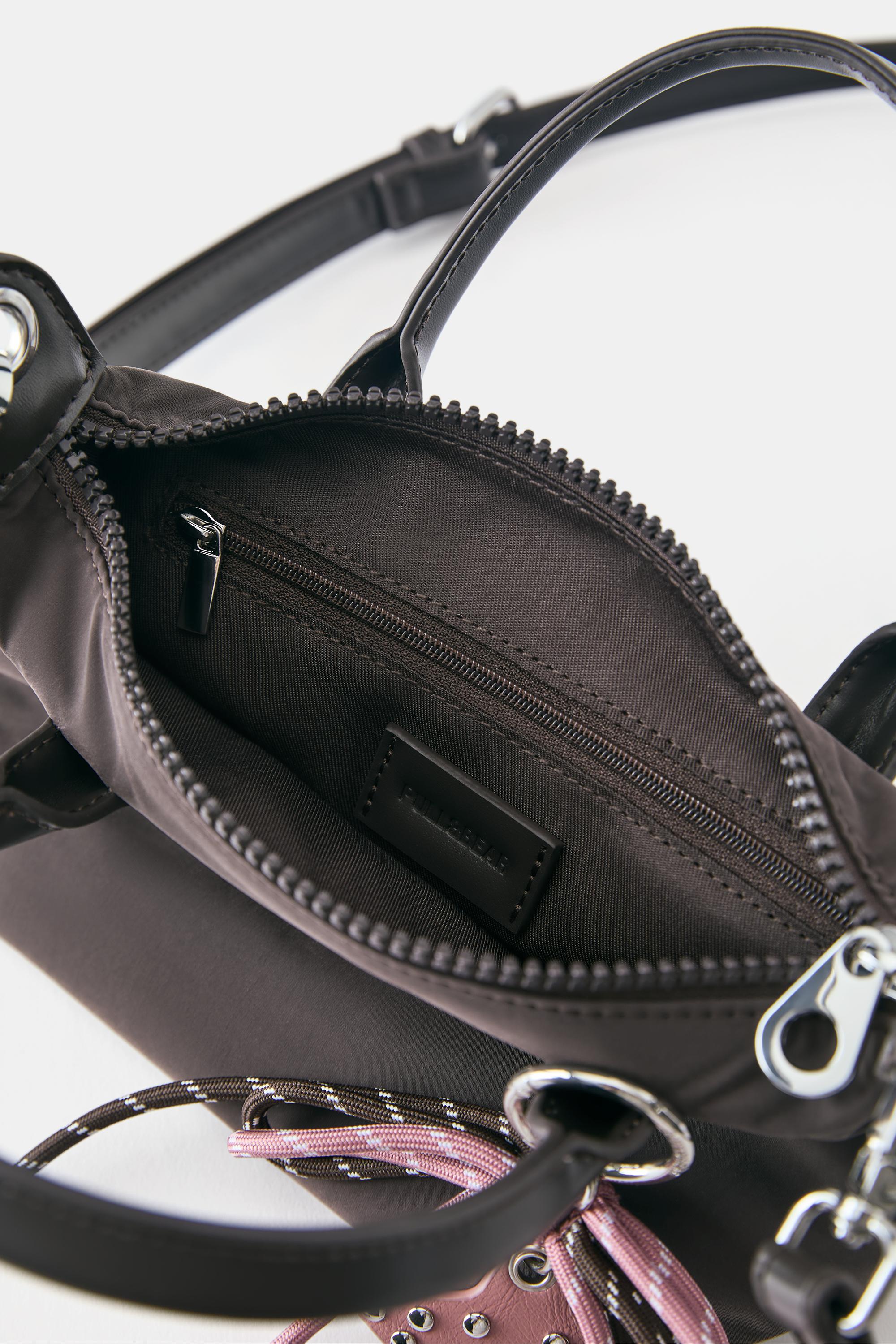Embellished nylon crossbody bag — Brown