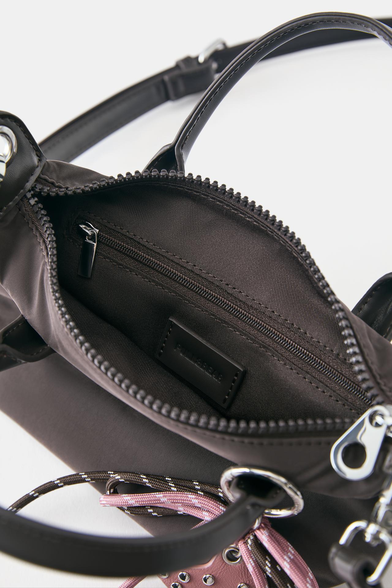 Embellished nylon crossbody bag — Brown