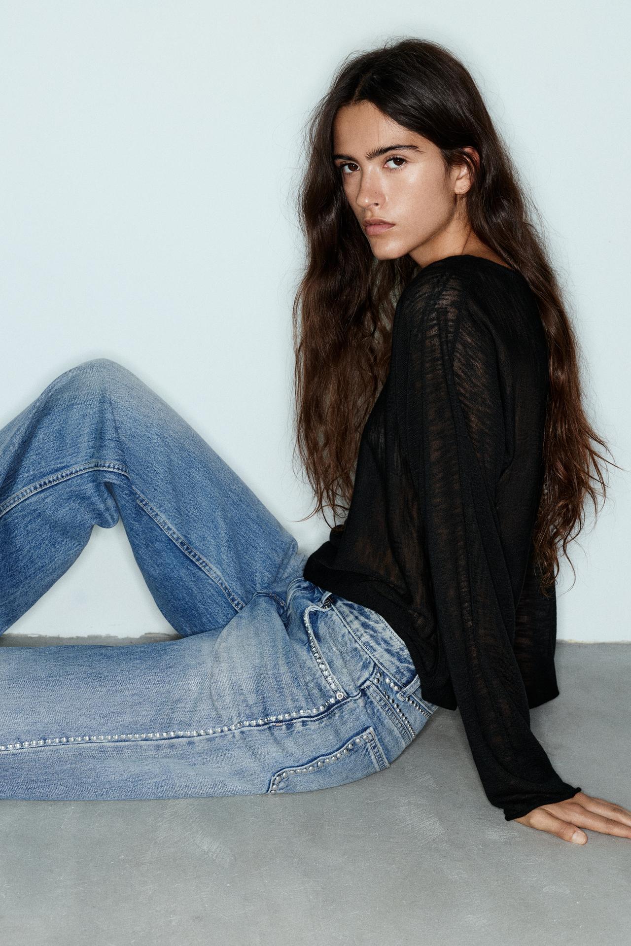 Studded straight-leg jeans — Dark blue