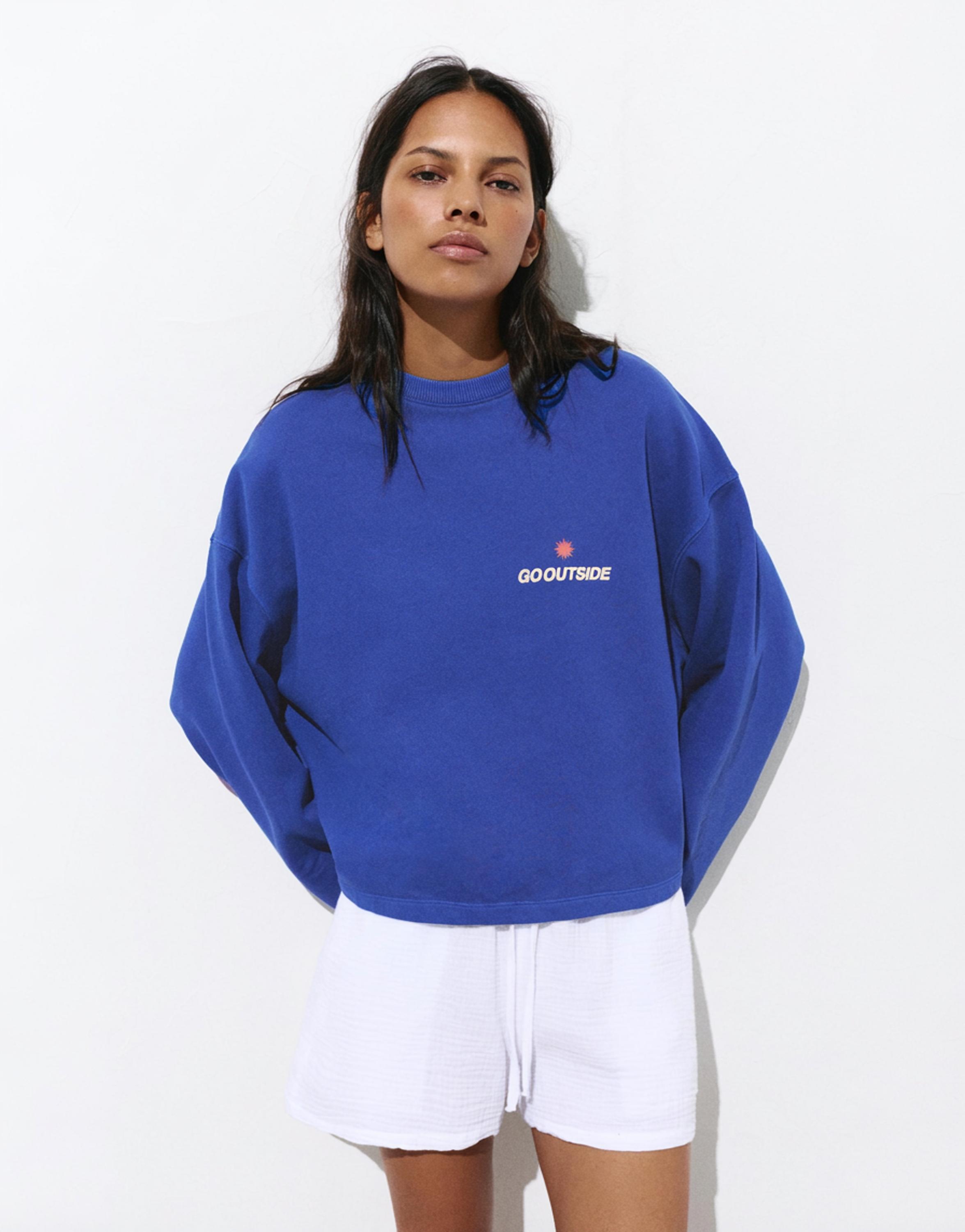 Blue sun graphic sweatshirt — Deep blue