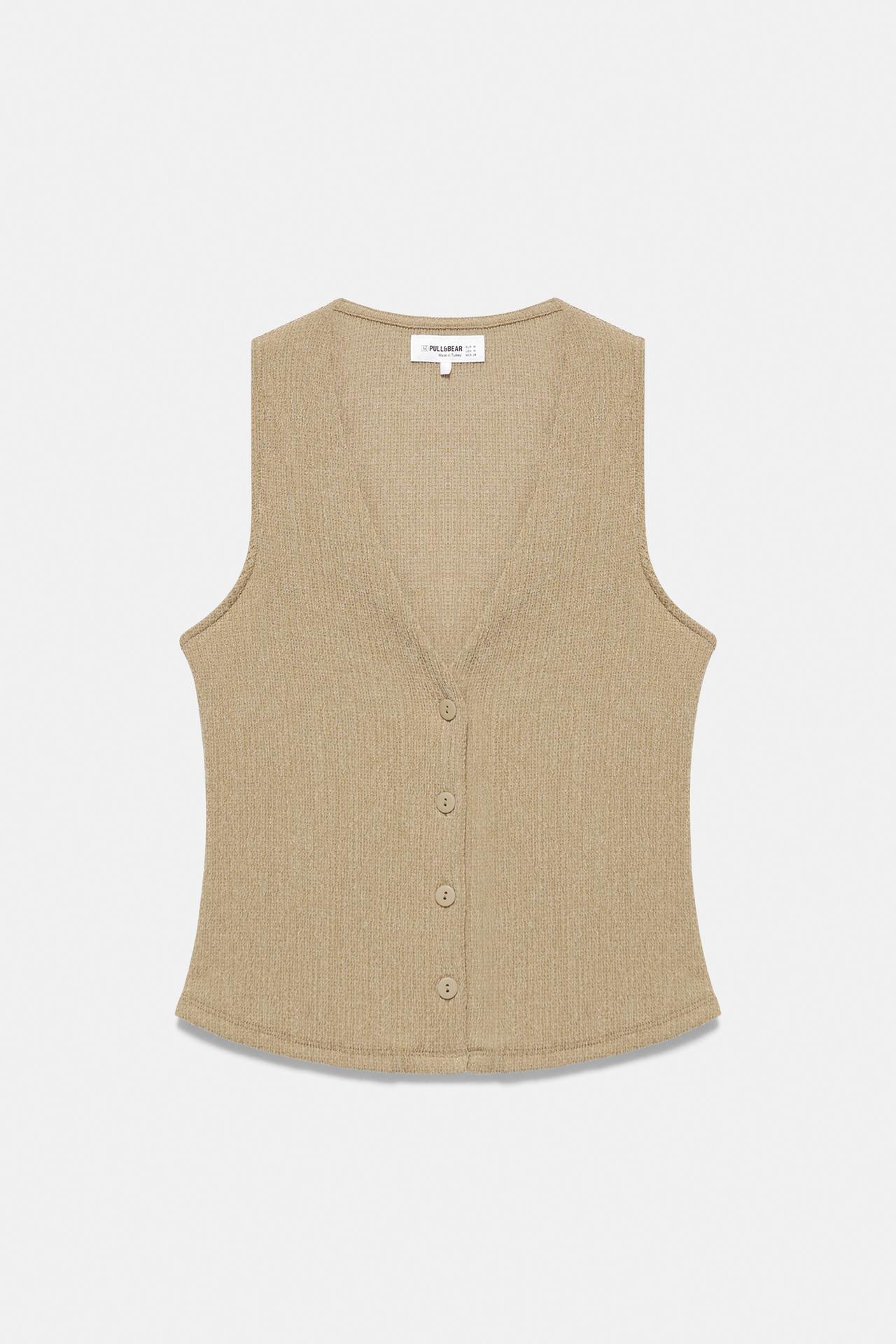 Crepe vest — Khaki
