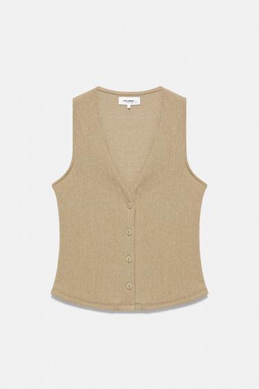 Crepe vest — Khaki 5