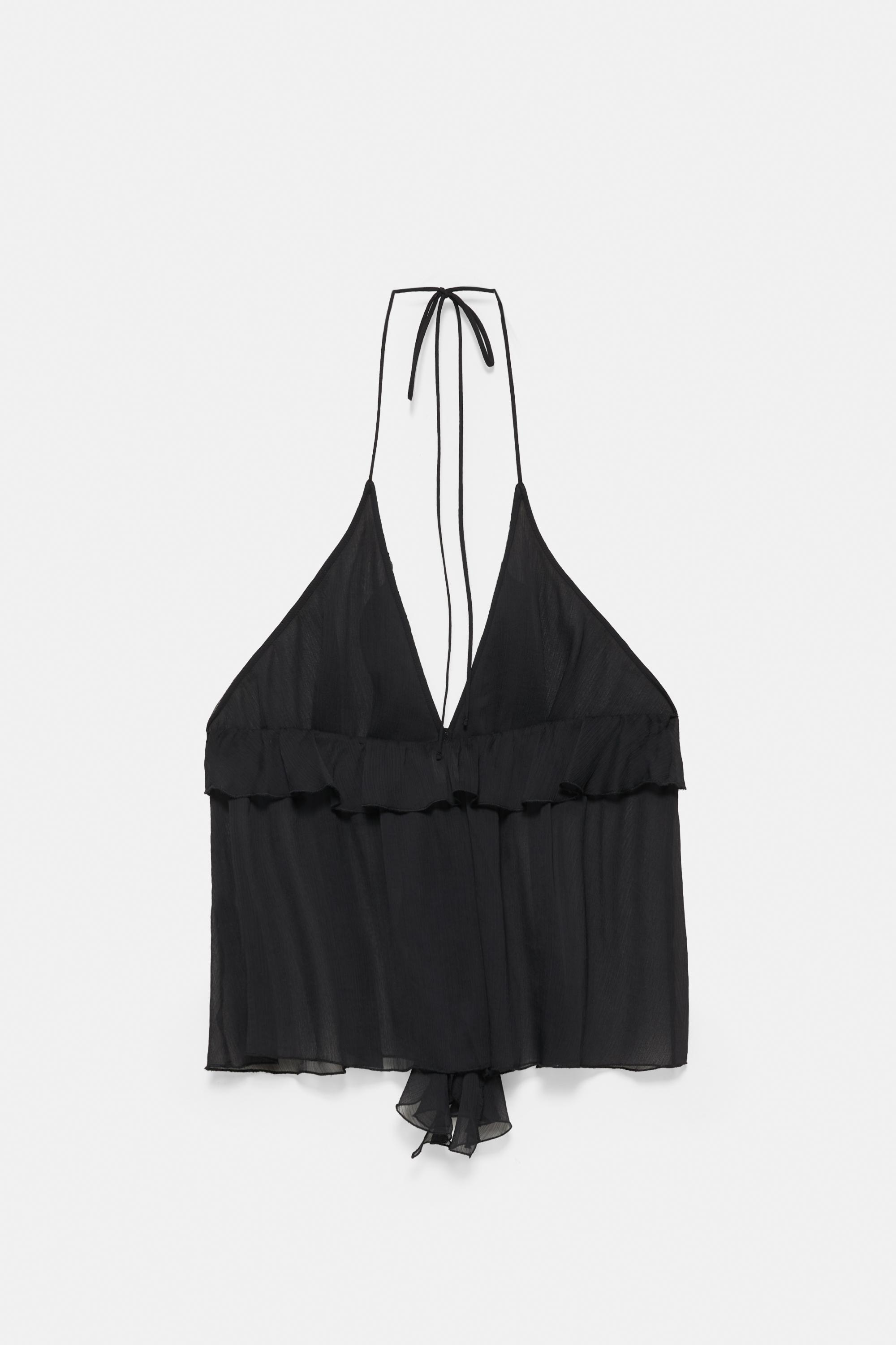 Halter top with ruffles — Black
