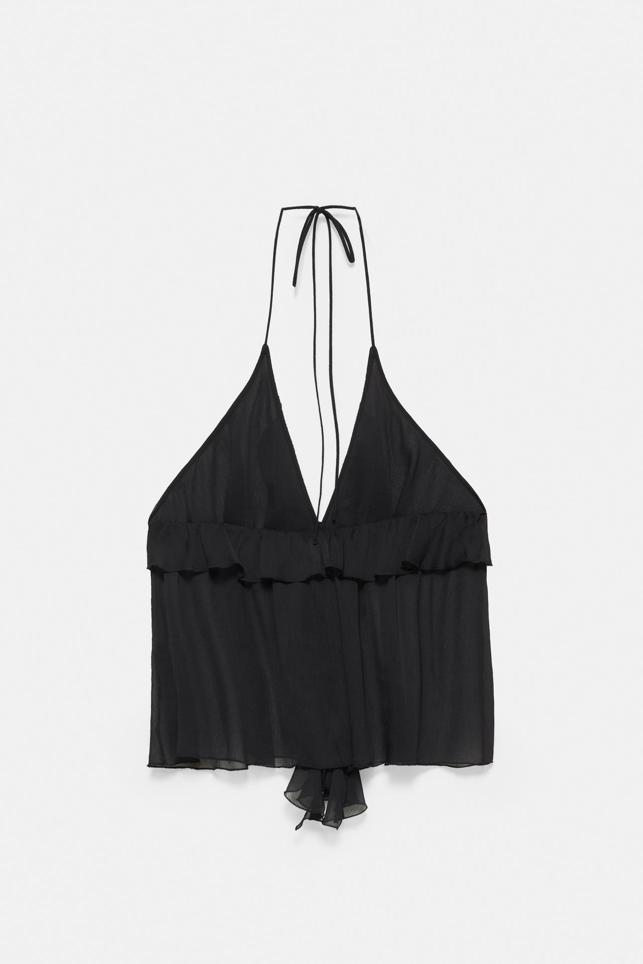 Halter top with ruffles — Black