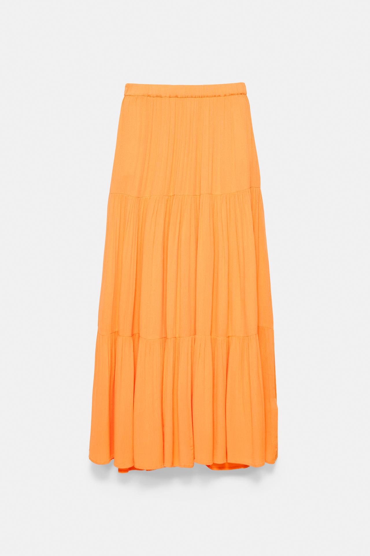 Flowy paneled midi skirt — Orange