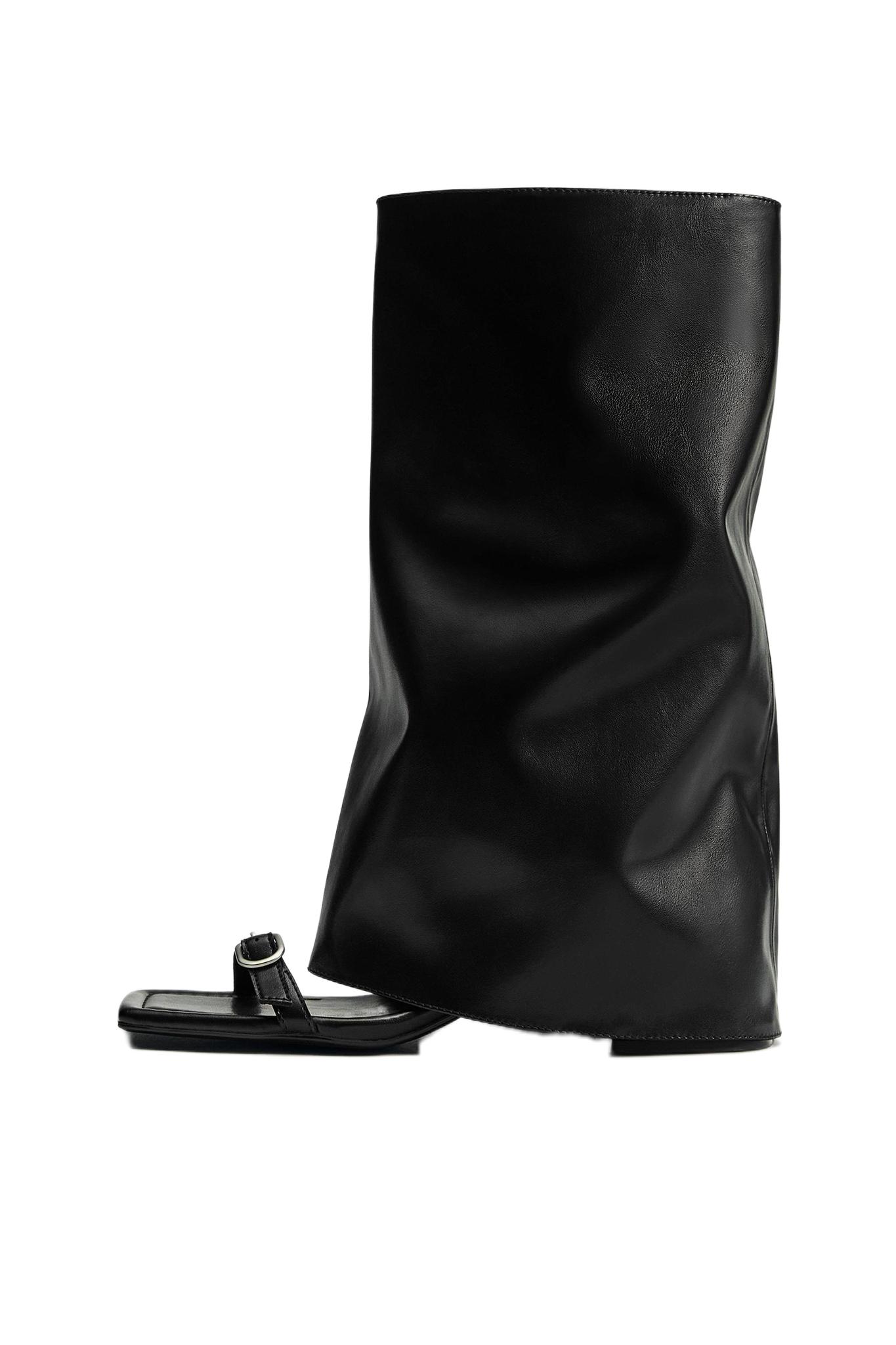 Heeled ankle-boot sandals — Black