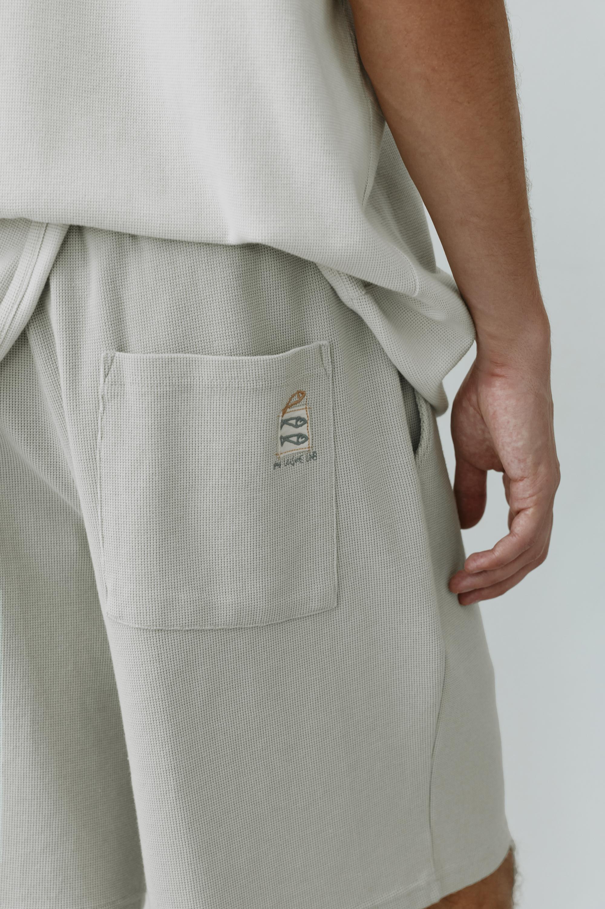 Waffle-knit jogger Bermuda shorts — Aquamarine