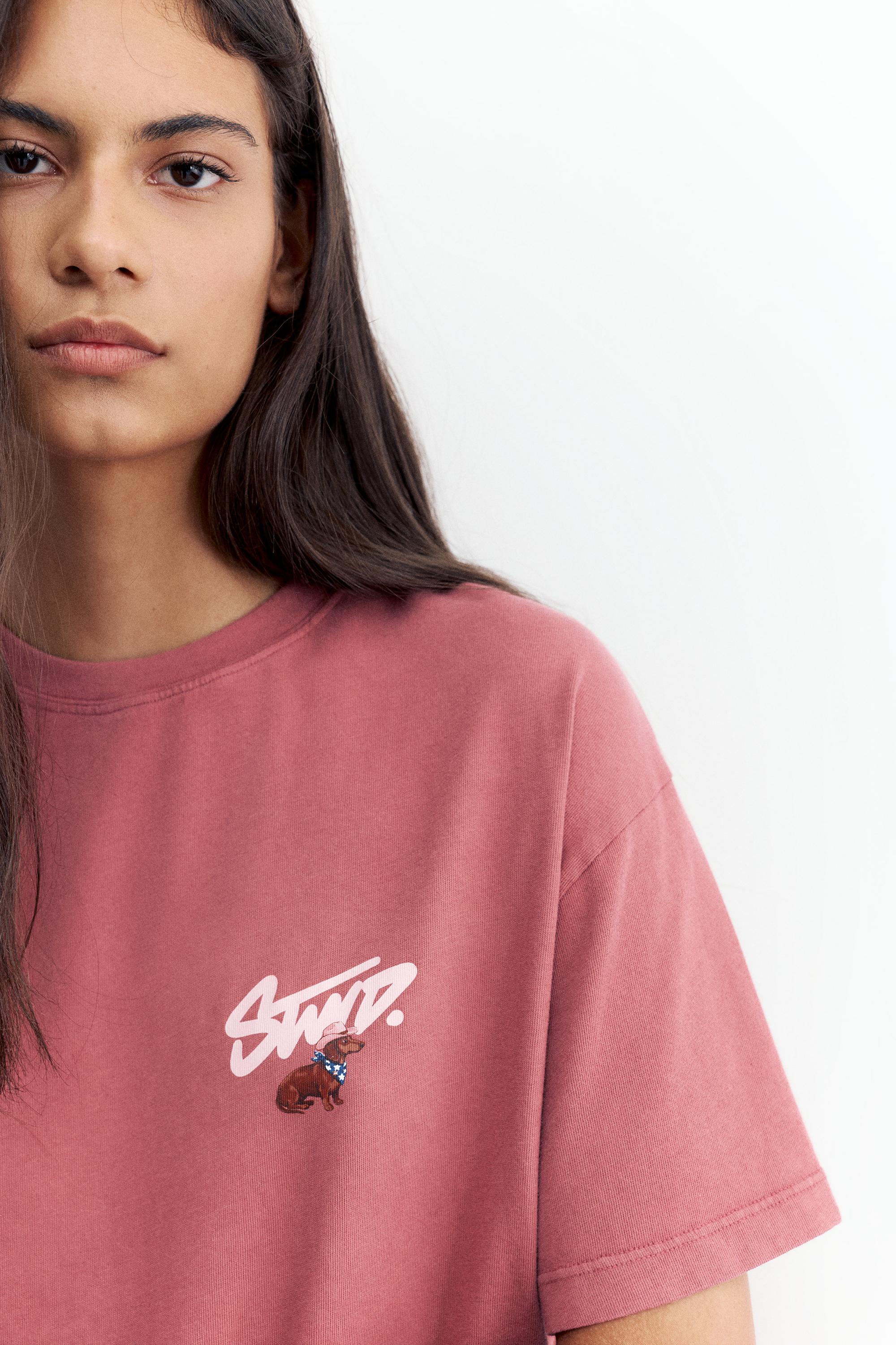 STWD dog graphic T-shirt — Dark pink