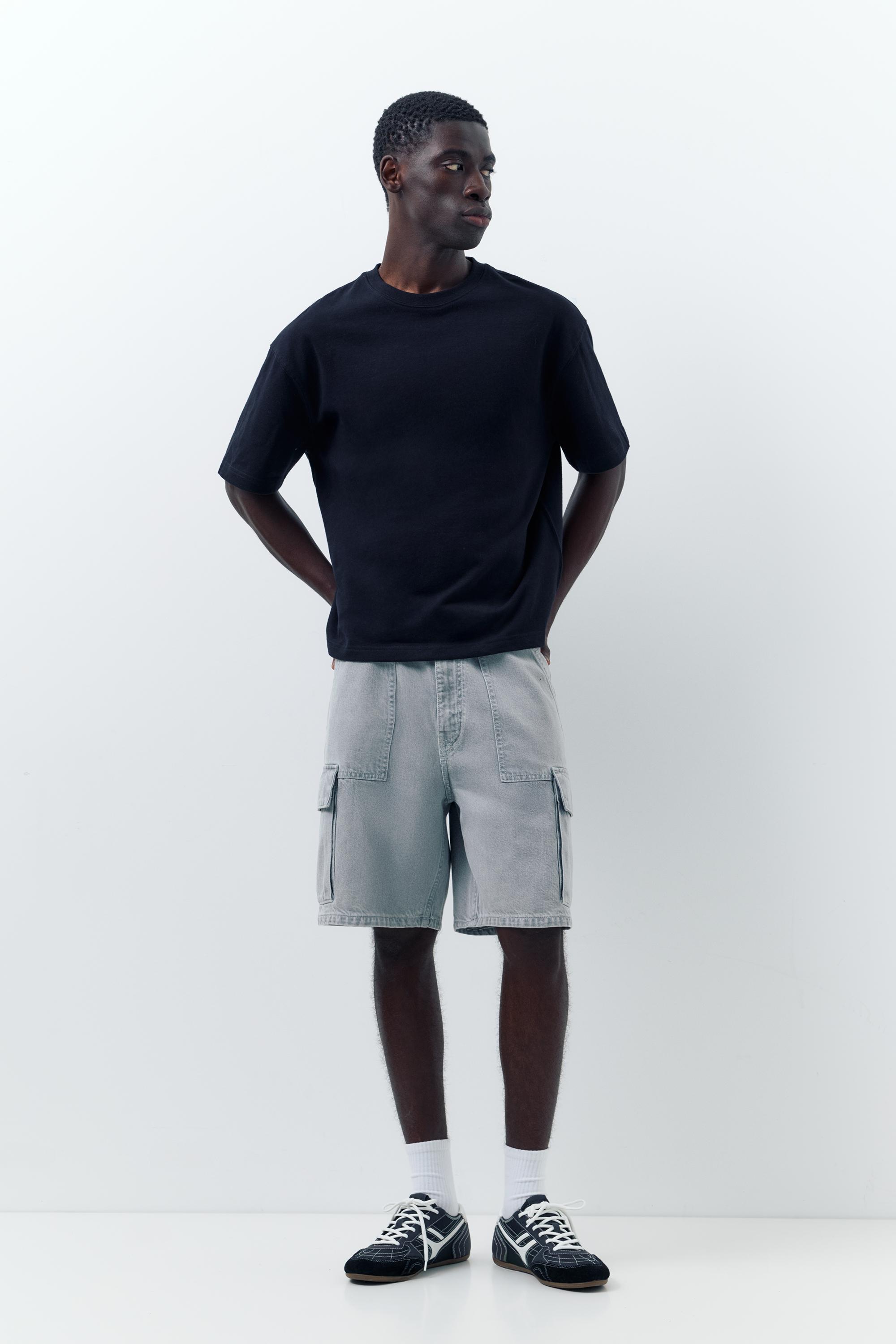 Baggy cargo Bermuda shorts — Pale grey