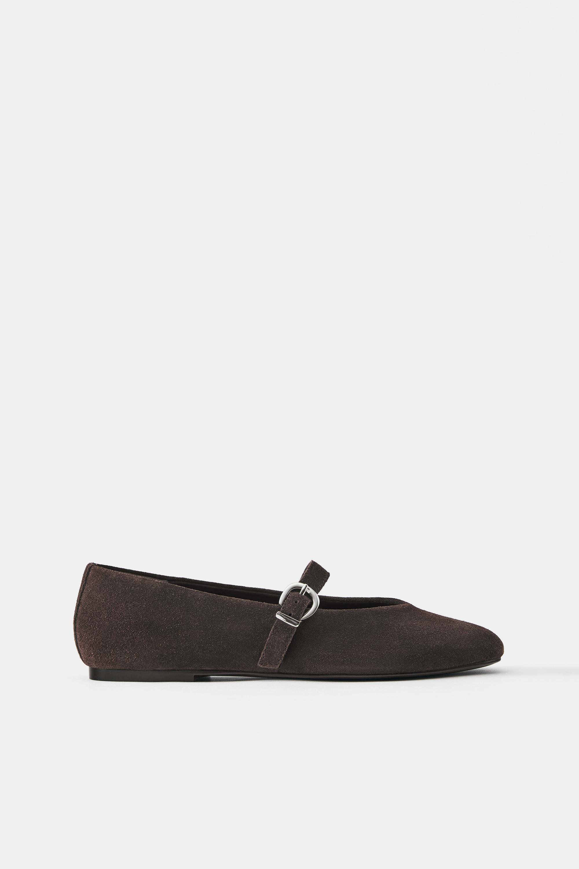 Leather ballerinas — Brown