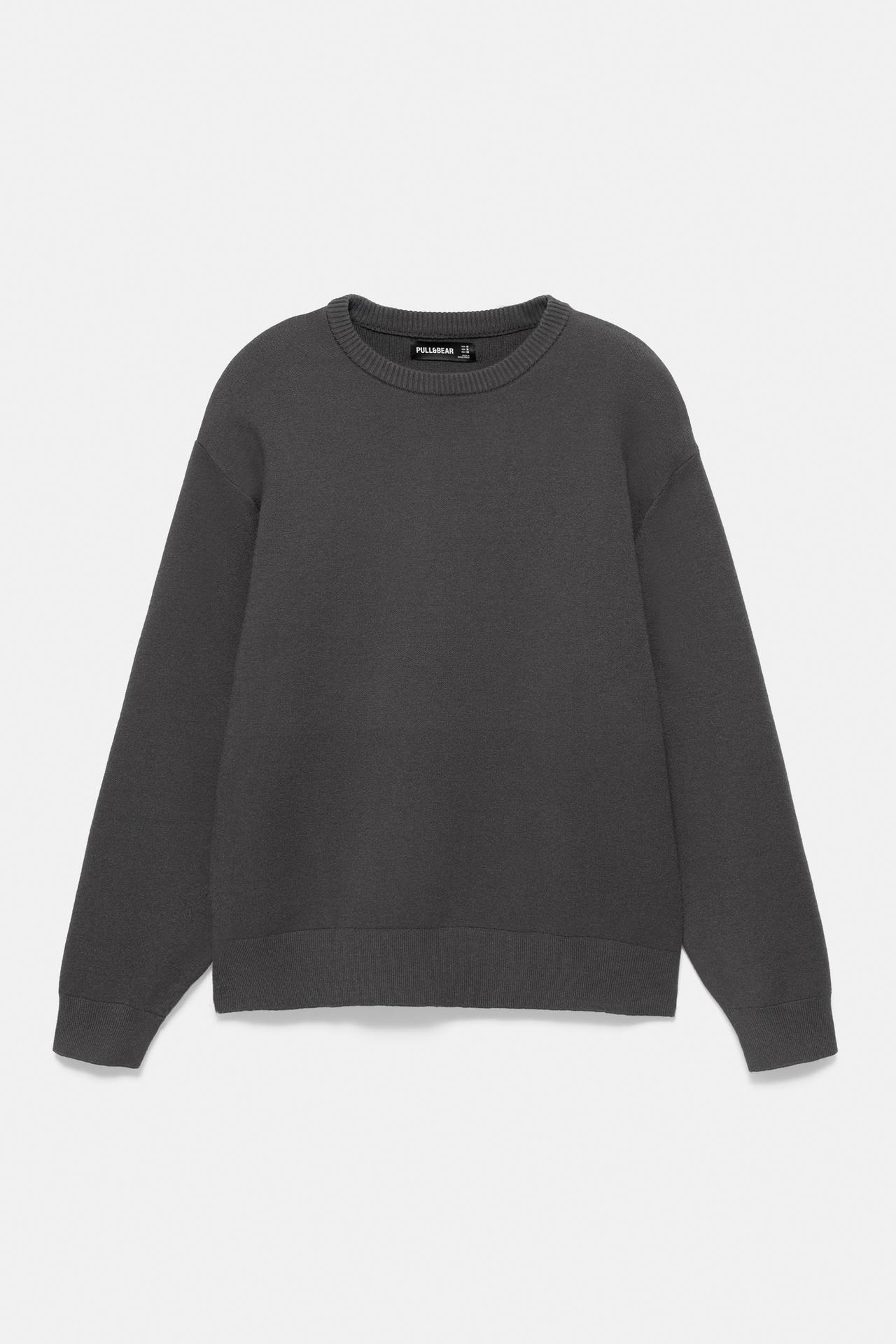 Soft-touch round neck jumper — Dark anthracite