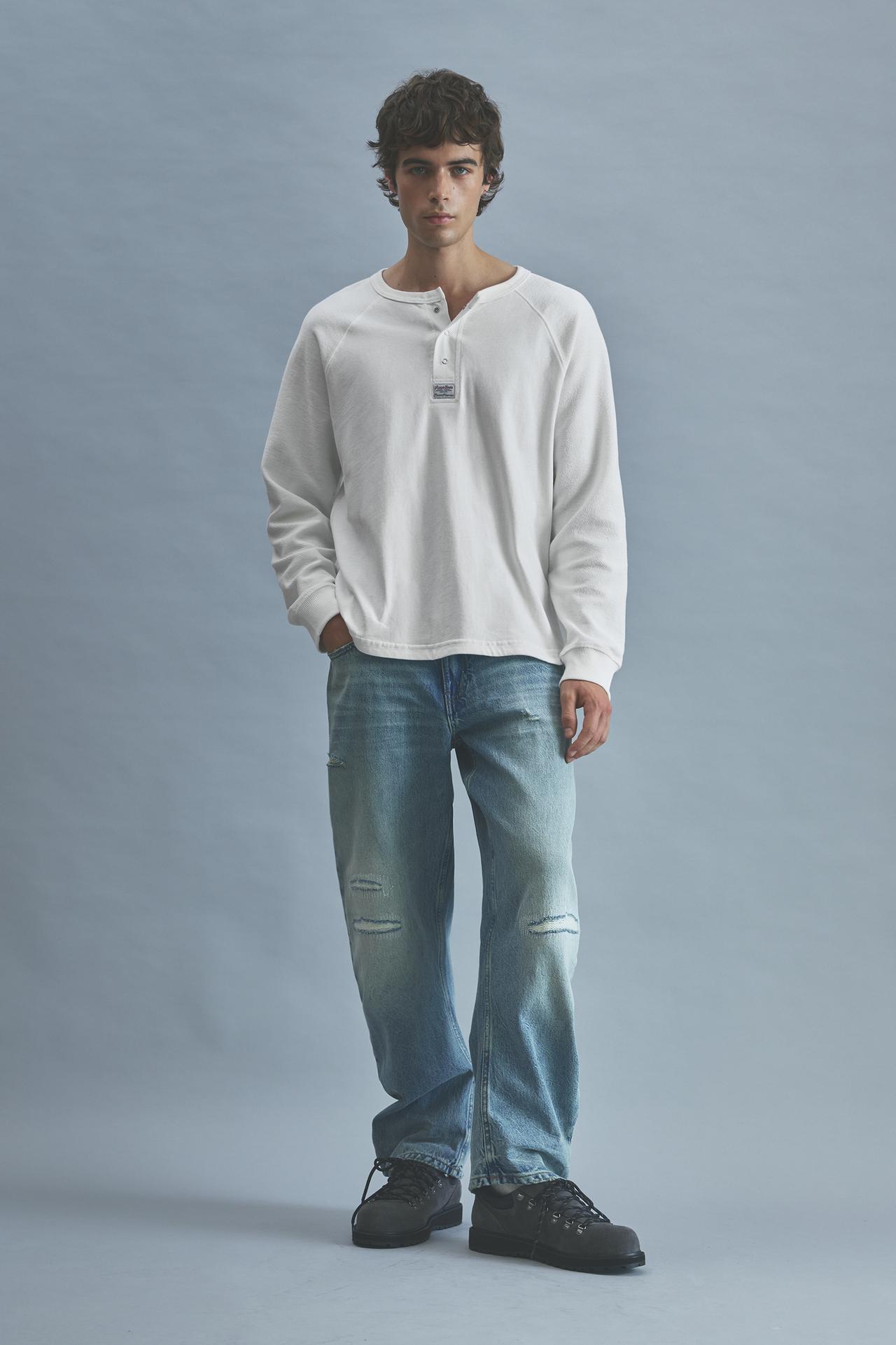 Henley-neck T-shirt — Off white
