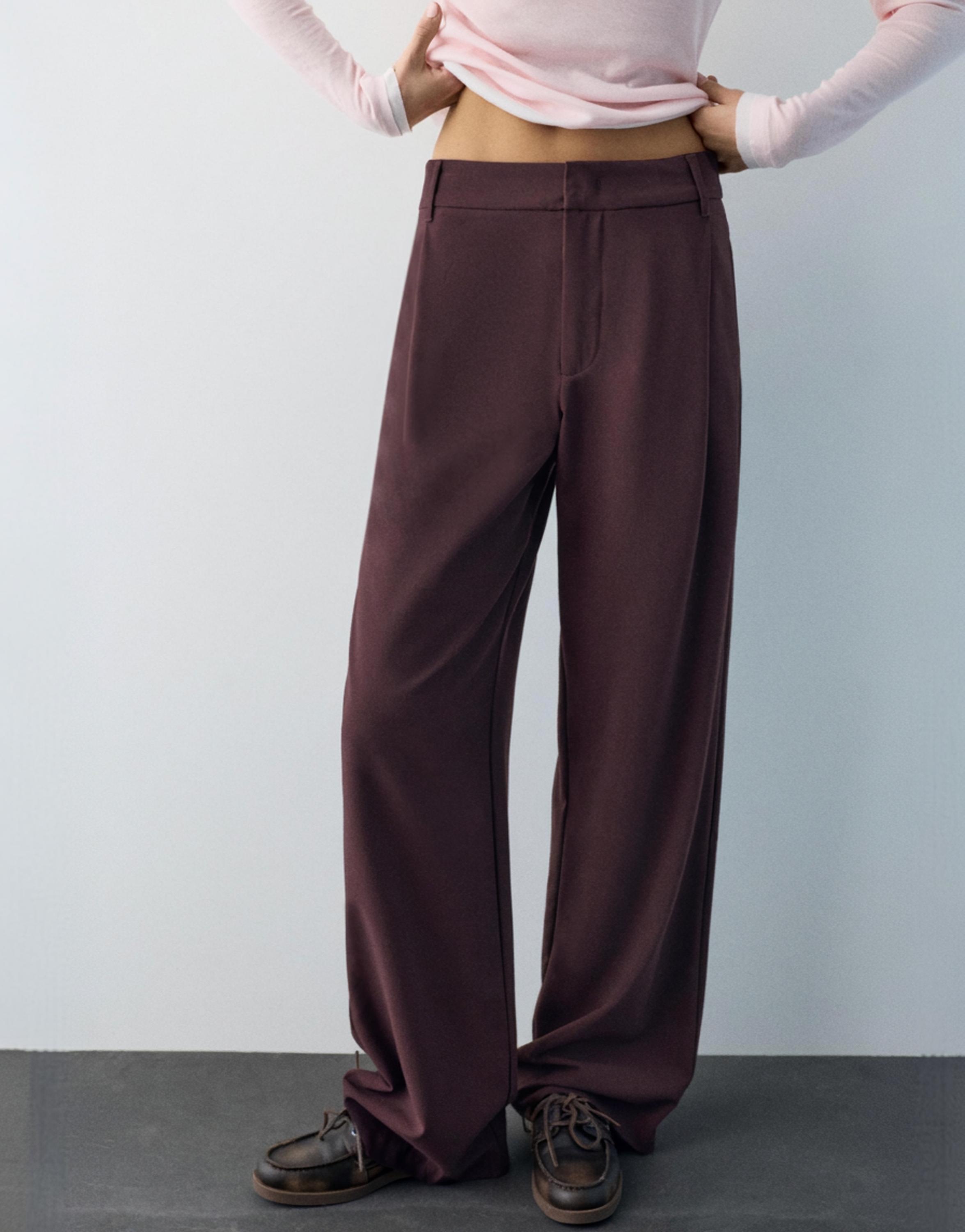 Darted smart trousers — Burgundy