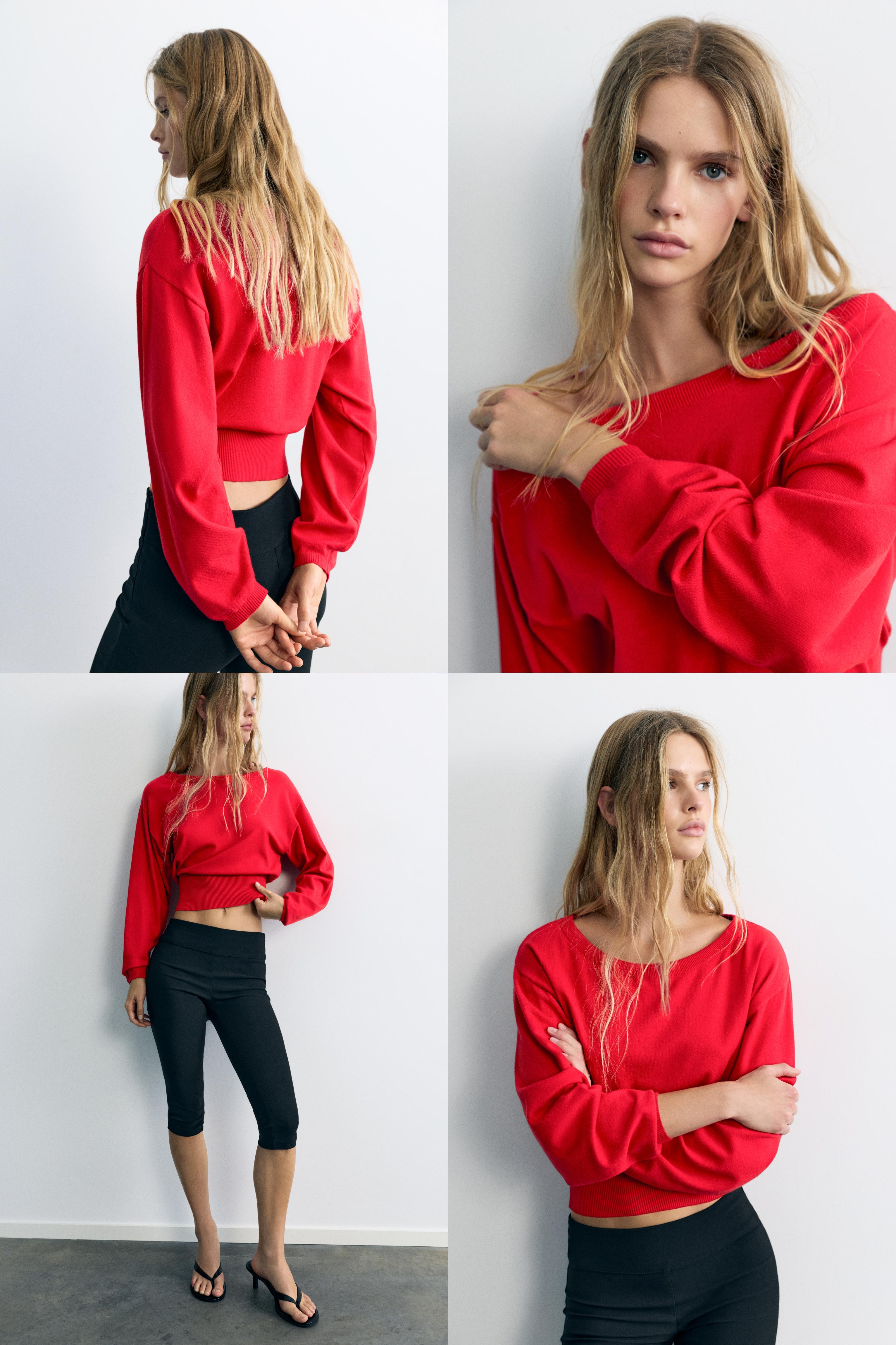 Asymmetric neck jumper — Red