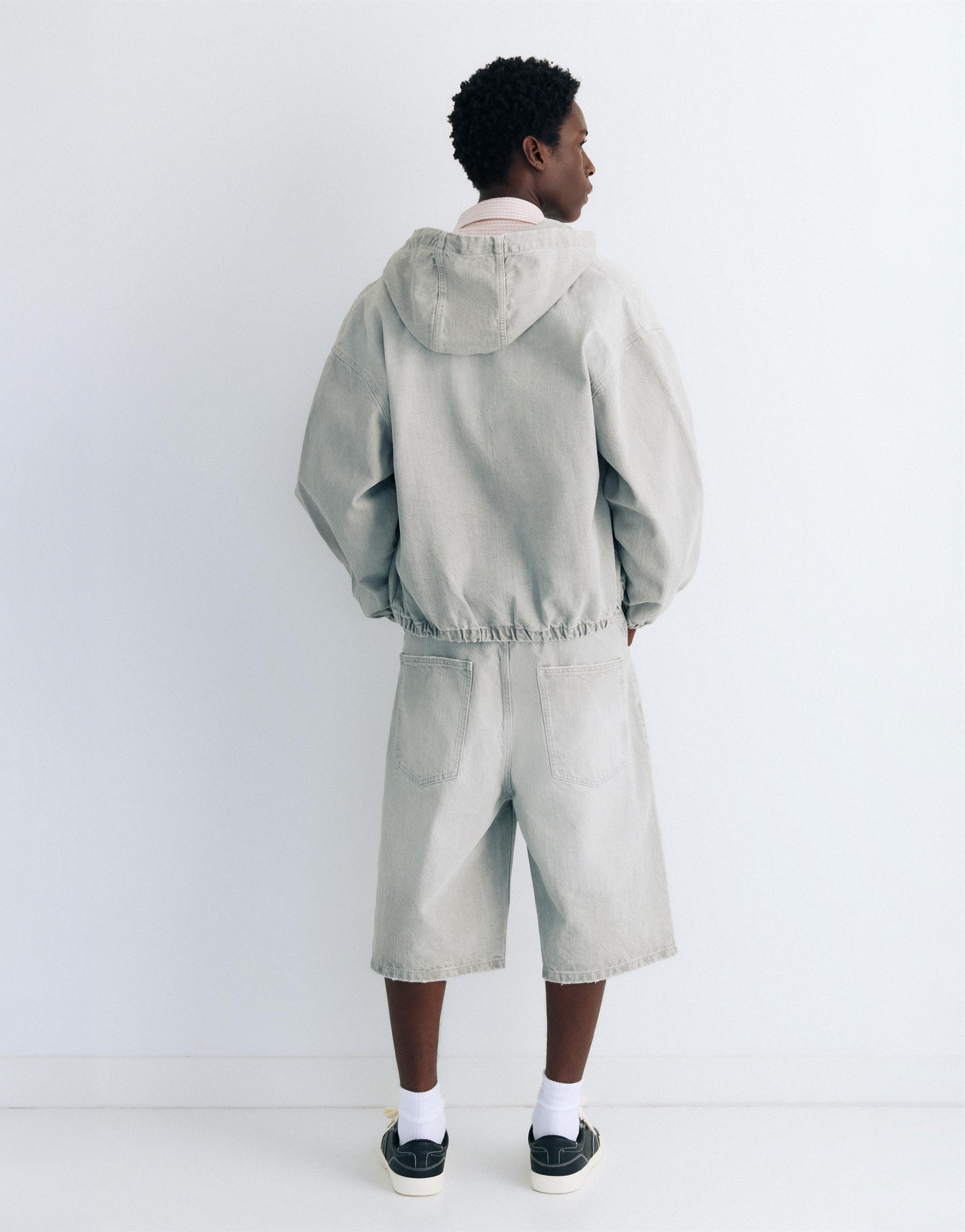 STWD zip-up hooded jacket — Pale grey