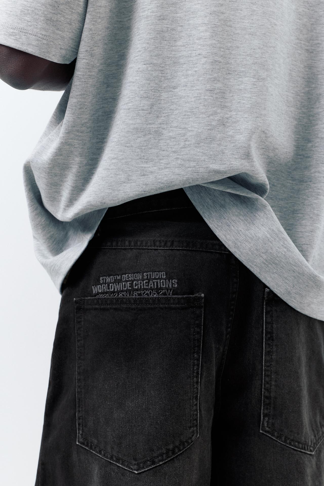 Skater denim Bermuda shorts — Faded black