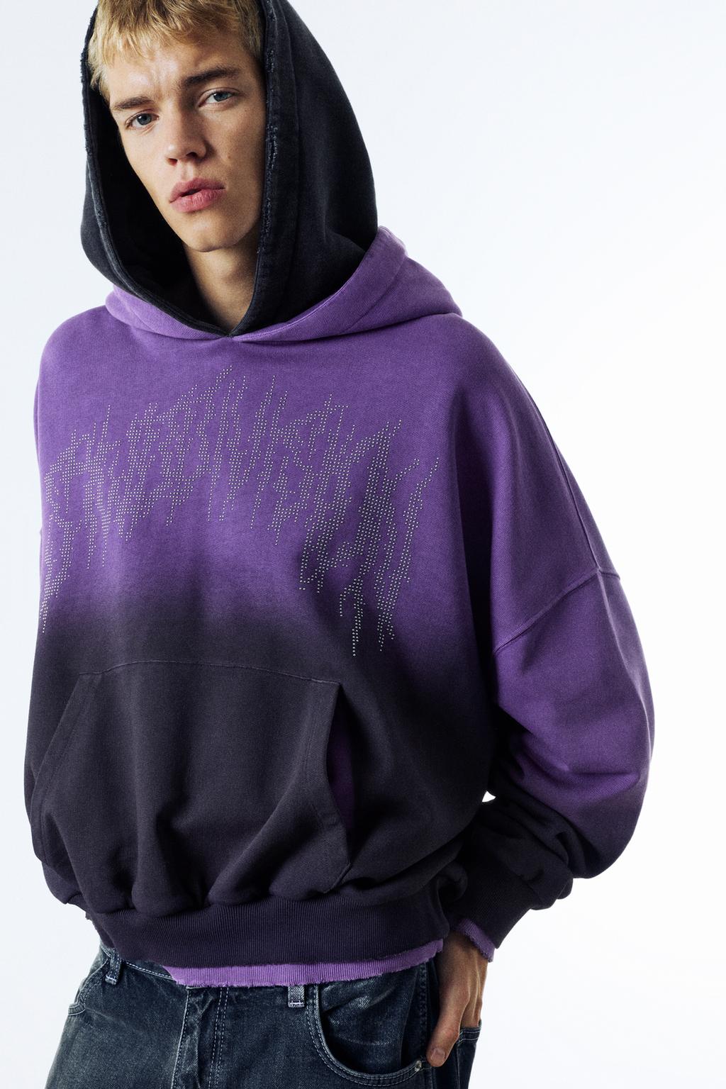 Sudadera degradada capucha tachuelas PULL&BEAR