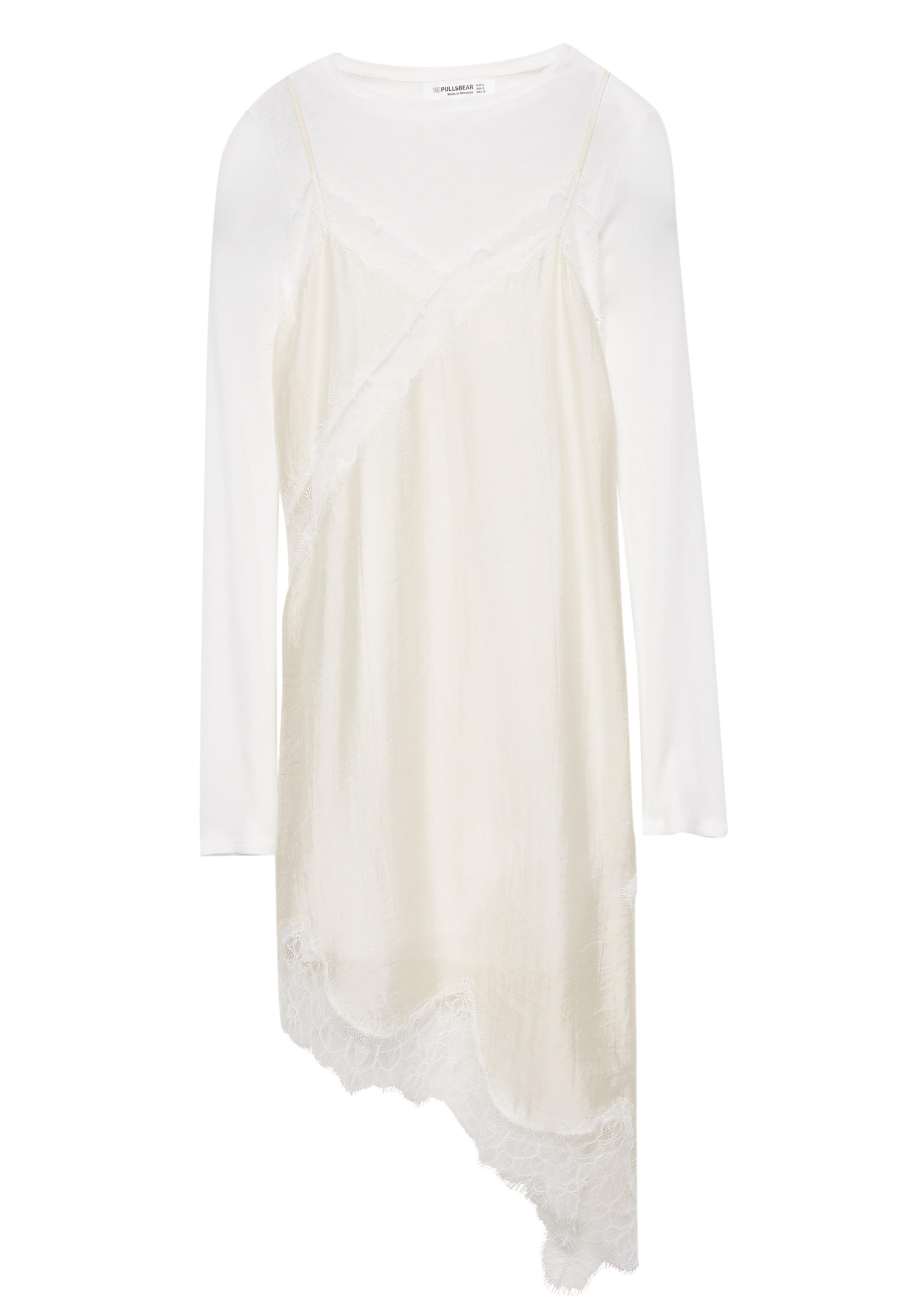 Combined camisole dress — Ecru