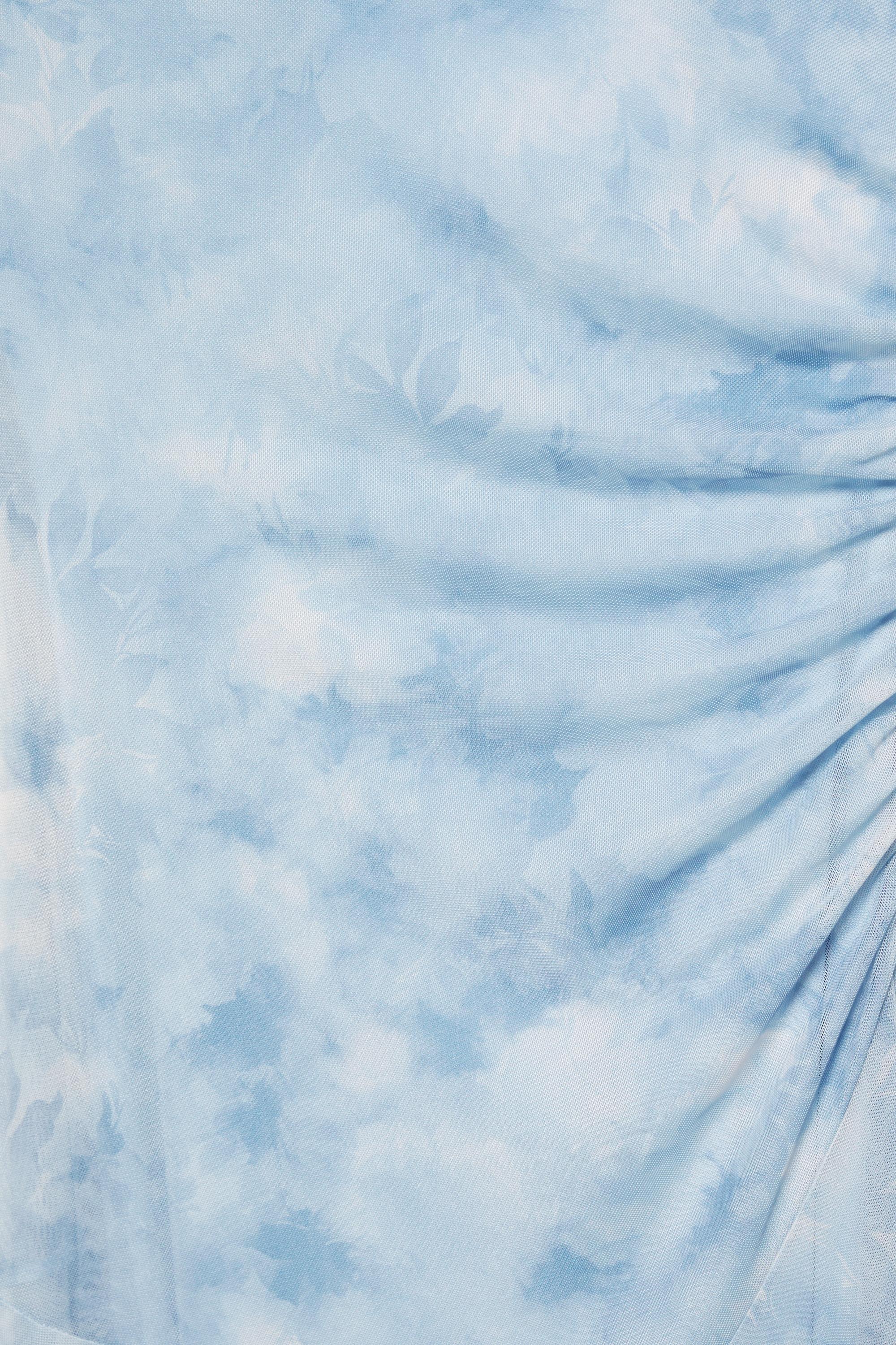 Asymmetric tulle midi dress — Pale blue
